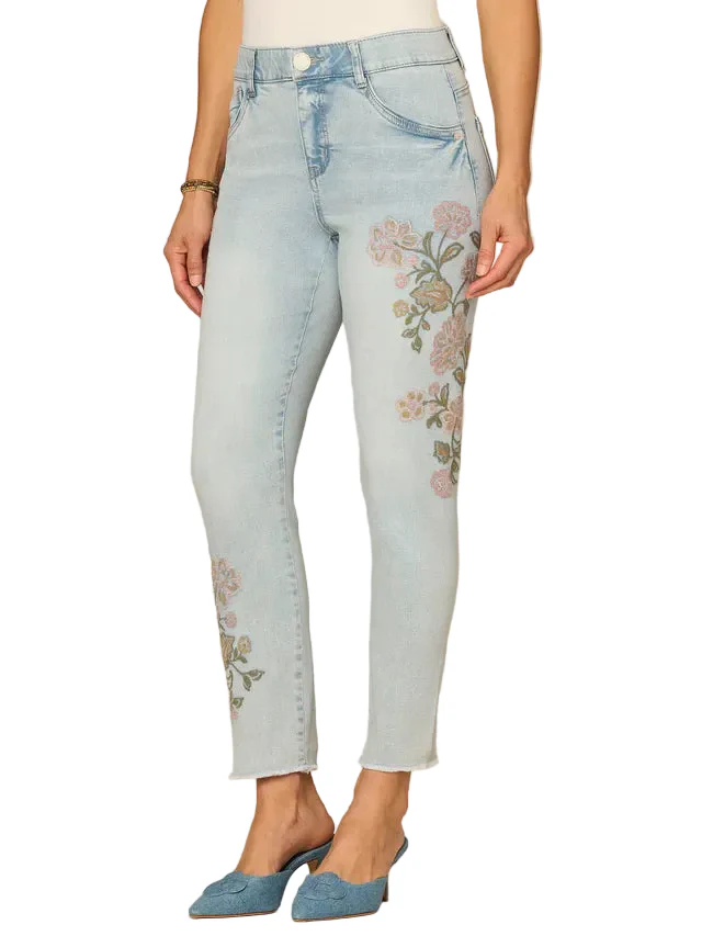Democracy Womens “Ab”solution High Rise Seamless Embroidered Ankle Skimmer Jeans - Image 2