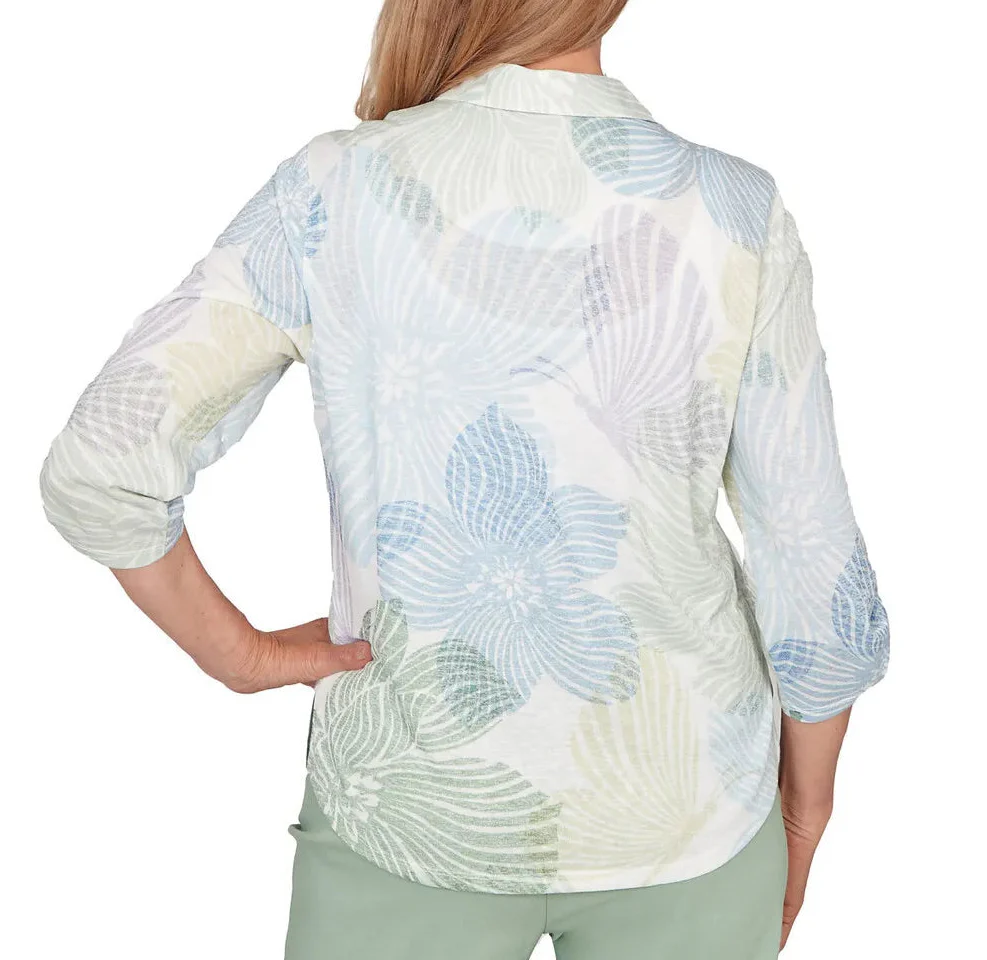 Ruby Rd. Womens Pastel Floral Print Button Down Shirt - Image 2