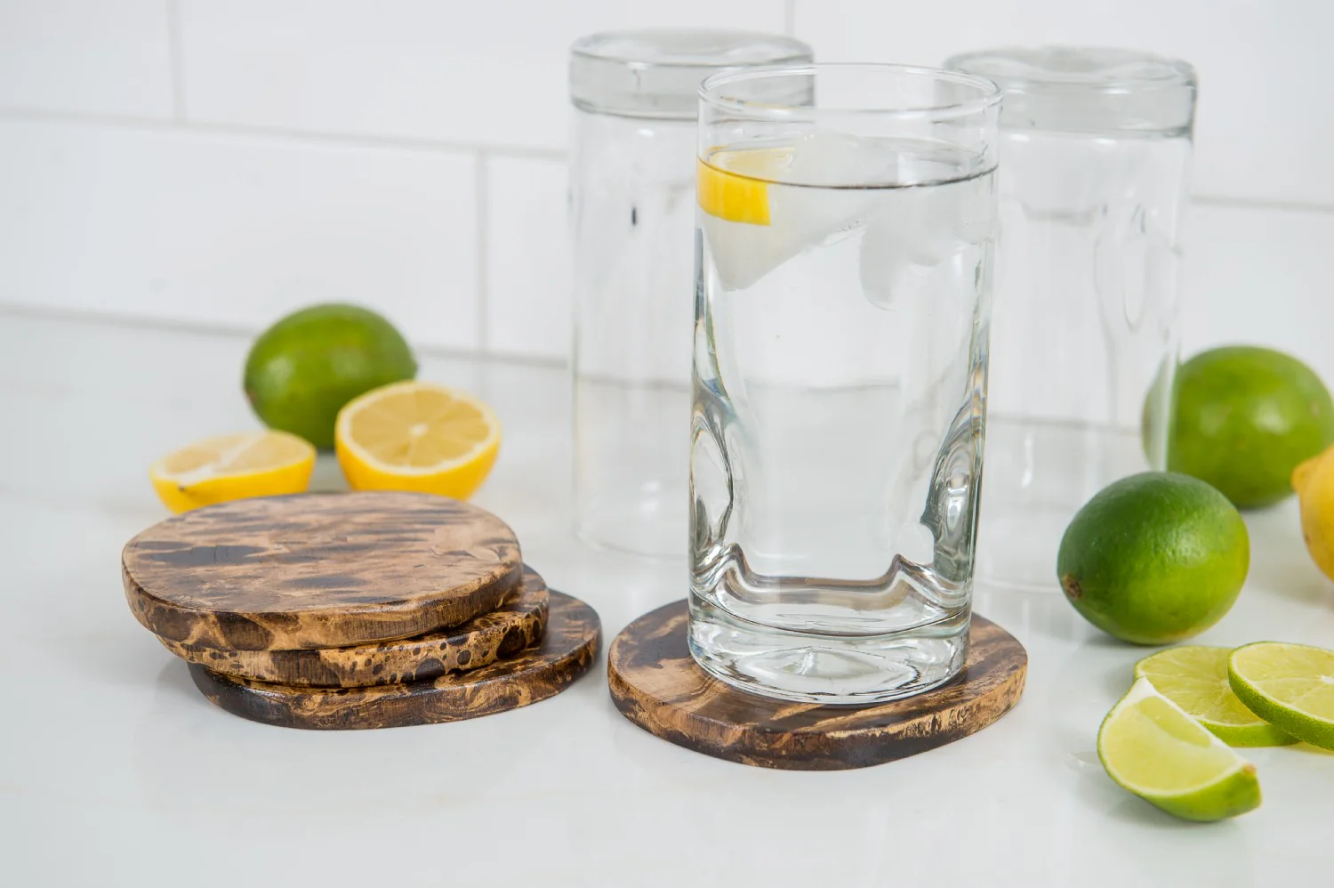 Lipper International Acacia Burl Finish Coaster Set - 4 Piece - Image 3