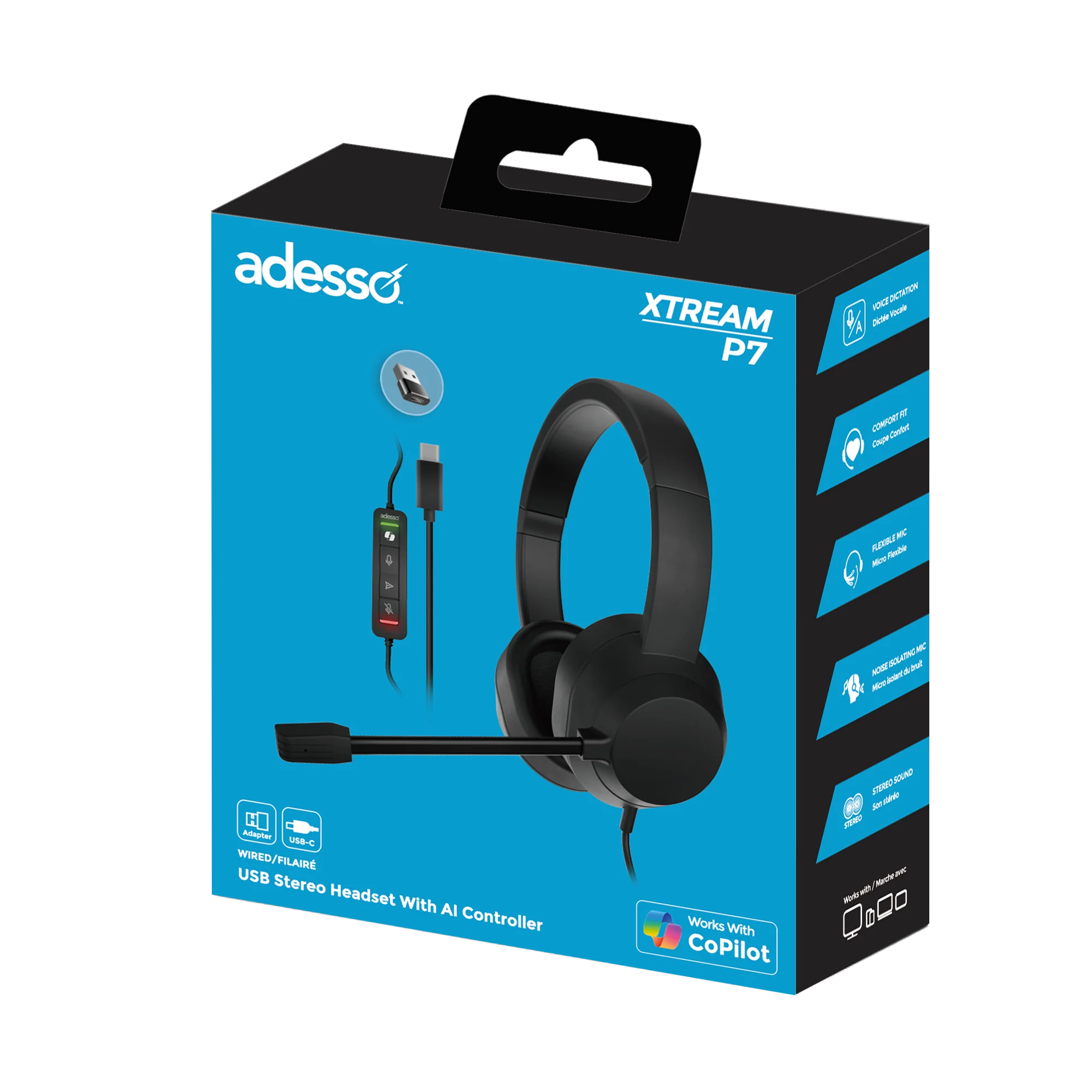 Adesso Xtream P7 AI Copilot Wired Headset with Microphone - Image 12