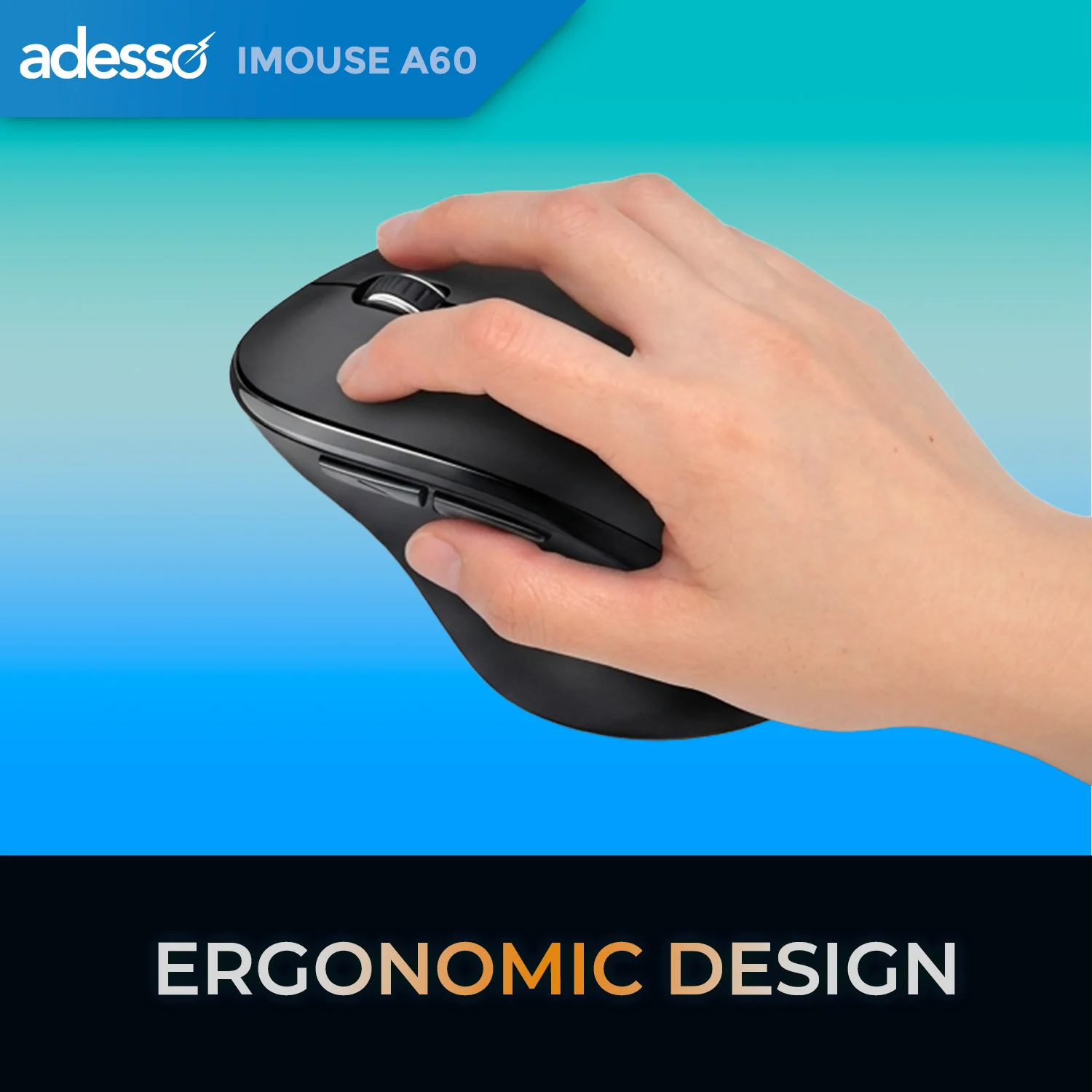 Adesso iMouse A60 Bluetooth 2.4Ghz RF Wireless Ergonomic Mouse with Copilot AI Button - Image 10