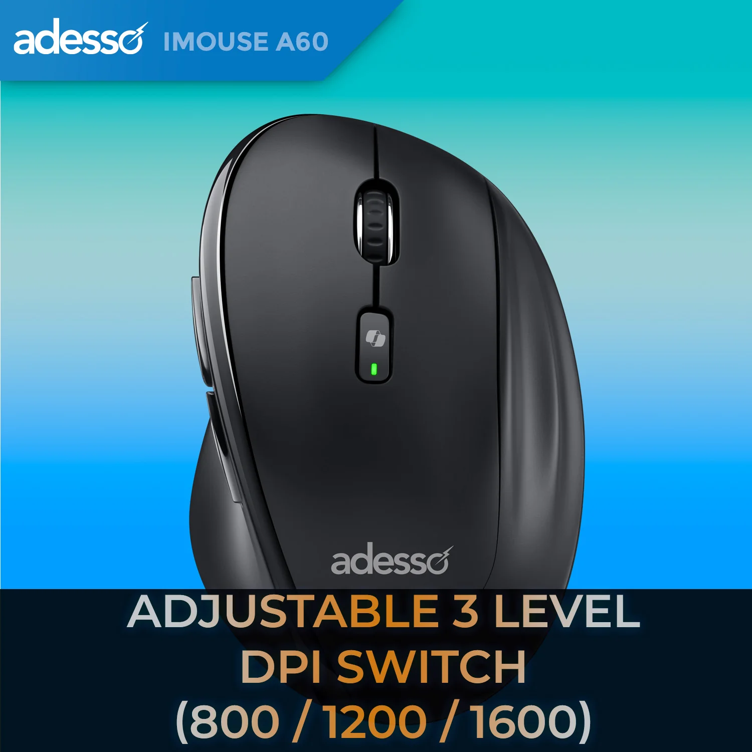 Adesso iMouse A60 Bluetooth 2.4Ghz RF Wireless Ergonomic Mouse with Copilot AI Button - Image 8