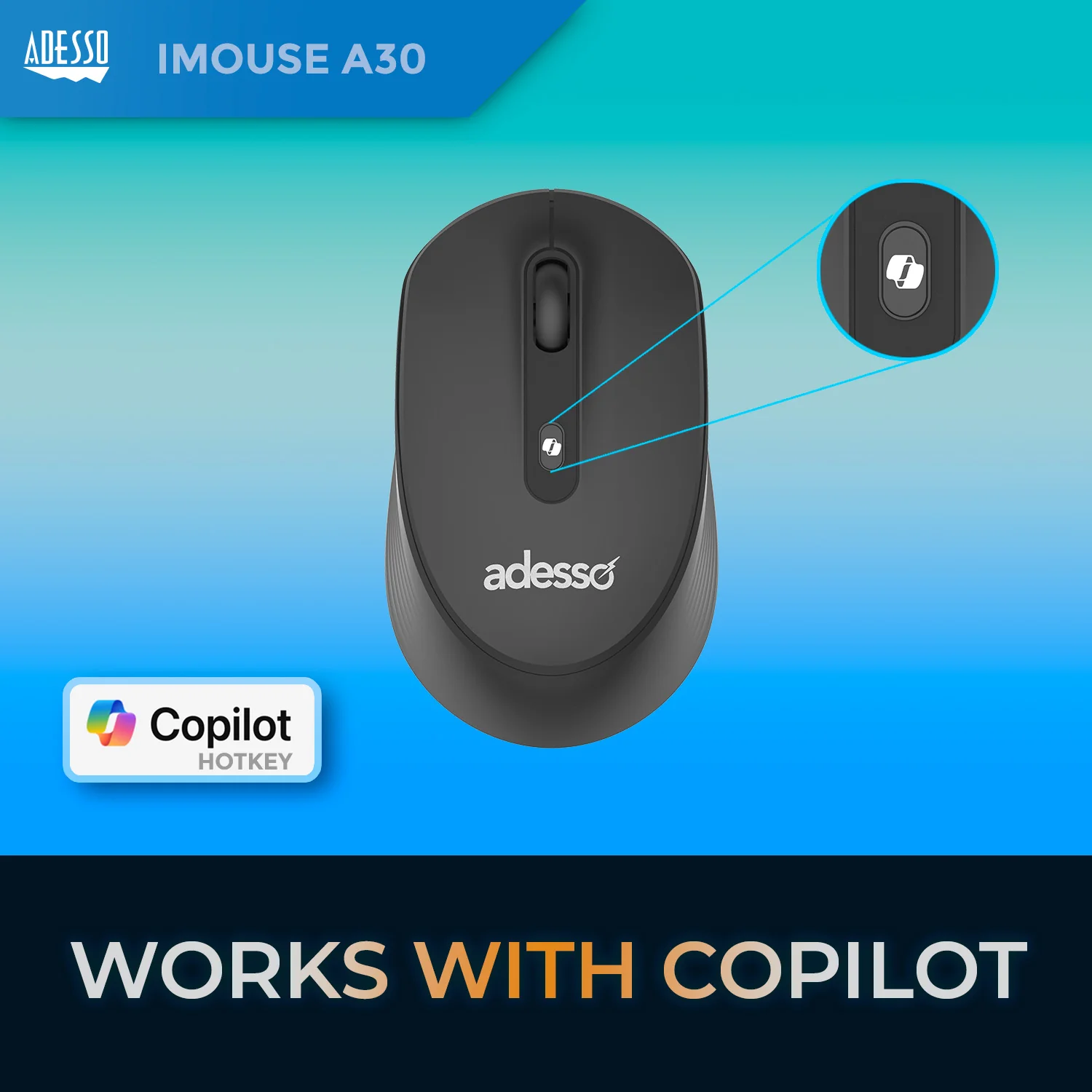 Adesso iMouse A30B Wireless Mouse with AI CoPilot Shortcut Button - Image 6