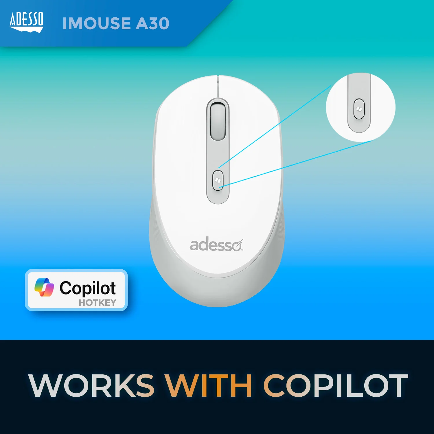 Adesso iMouse A30W Wireless Mouse with AI CoPilot Shortcut Button - Image 6