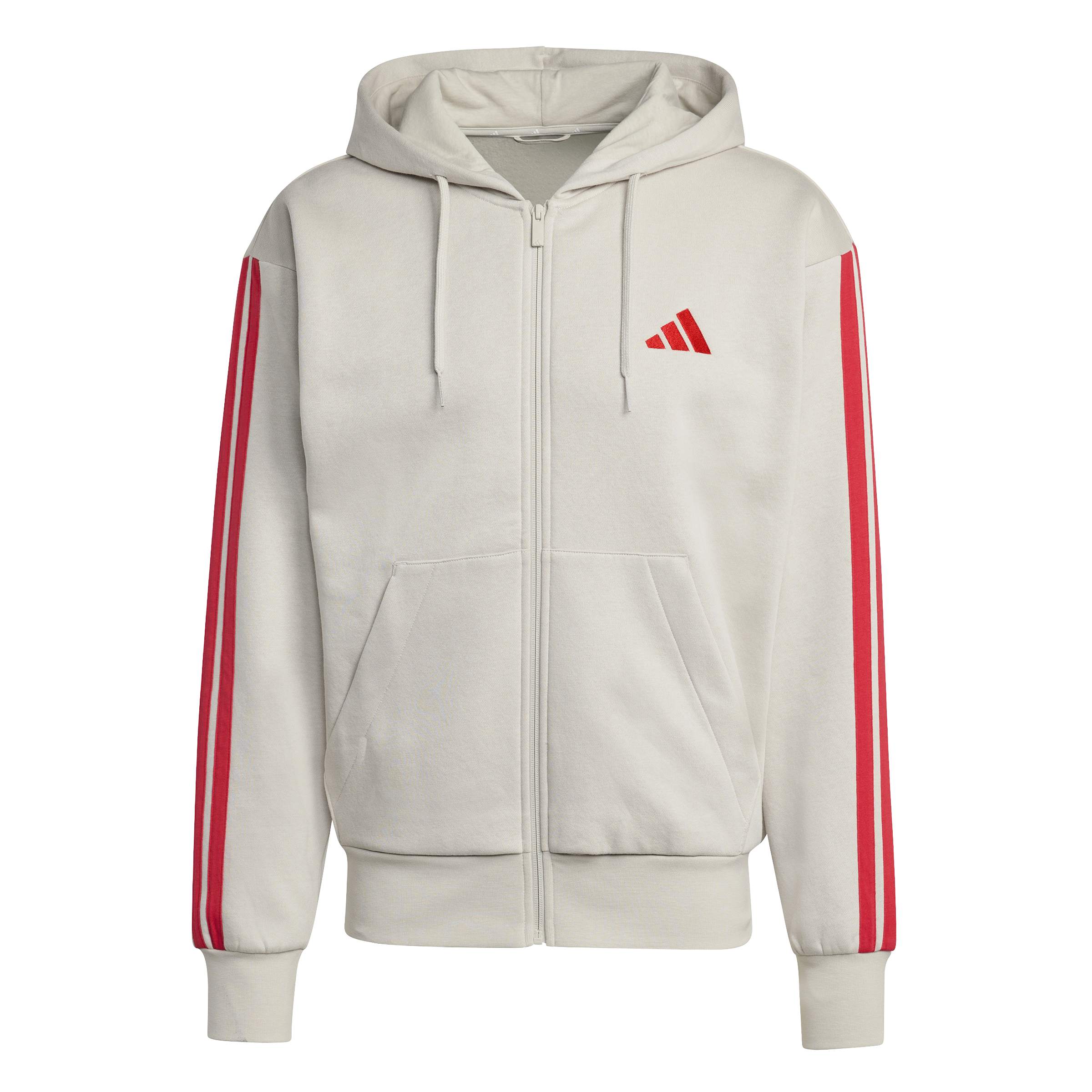 adidas Mens Essentials 3-Stripes Fleece Hoodie Jacket
