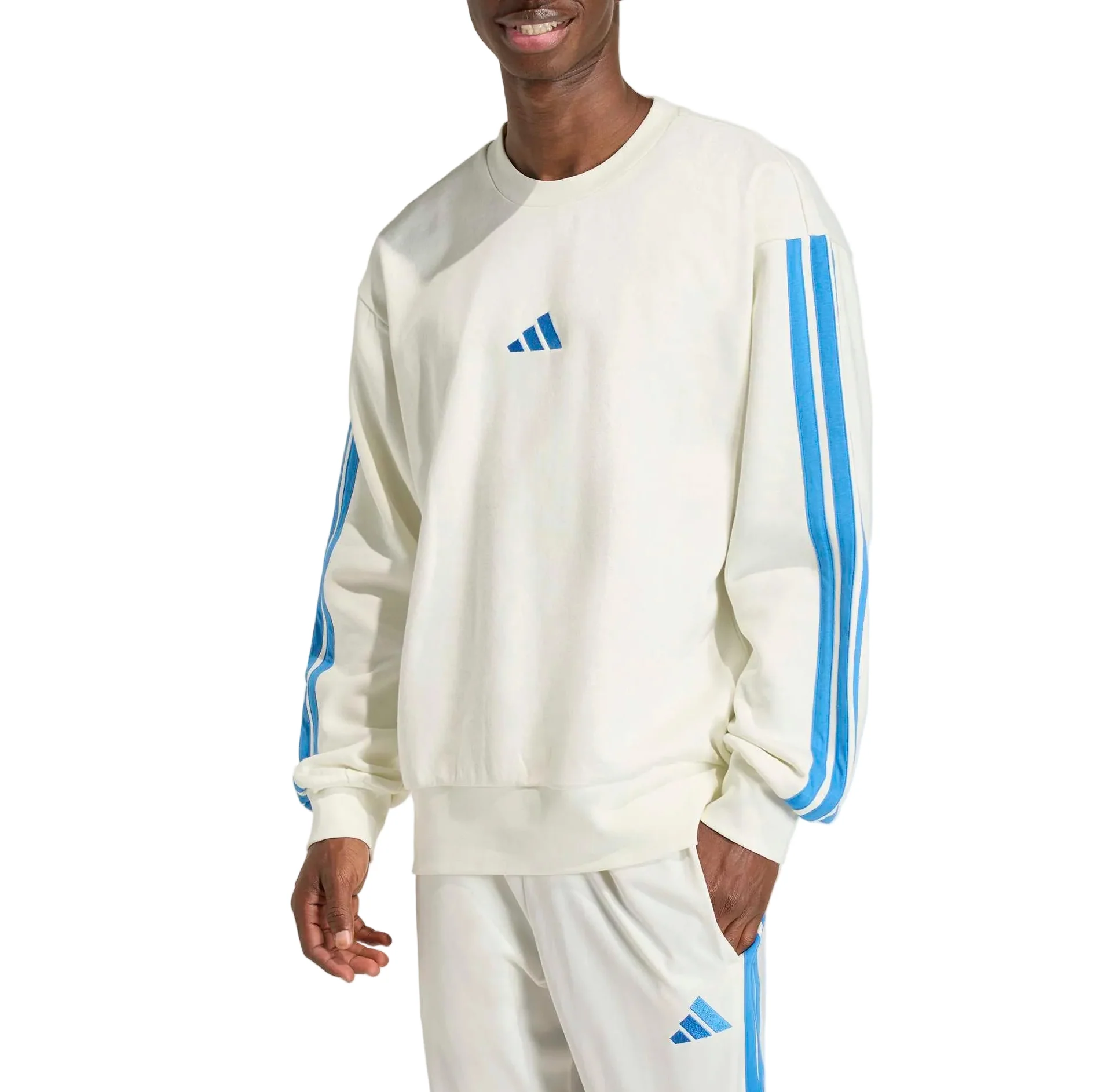 adidas Mens Essentials 3-Stripes Fleece Sweatshirt - Image 2