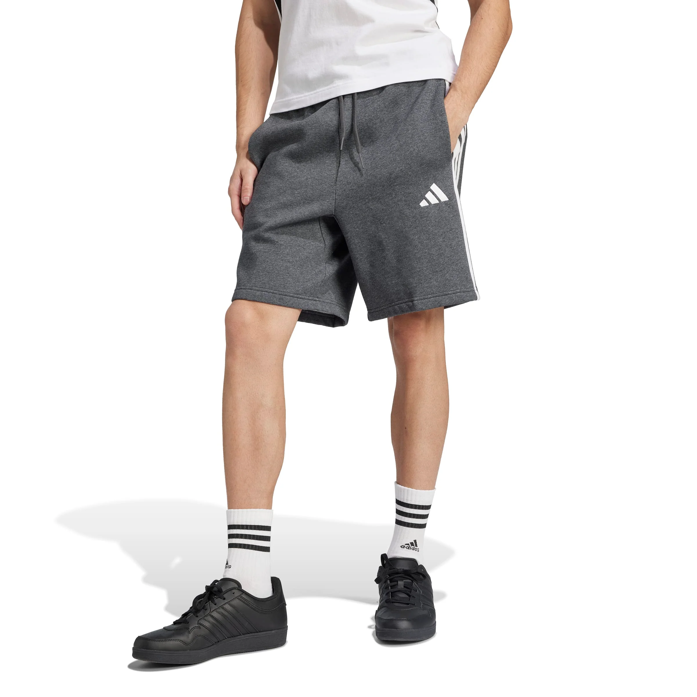 adidas Mens Essentials 3-Stripes Fleece Shorts - Image 2