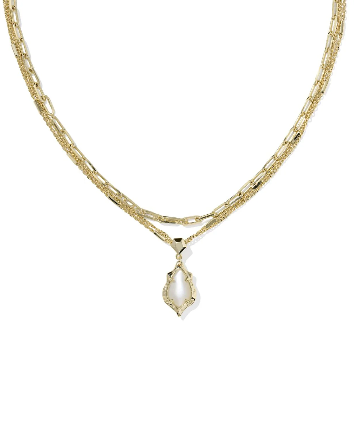 Kendra Scott Adriana Gold Scallop Frame Multi Strand Necklace - Natural Mother Of Pearl