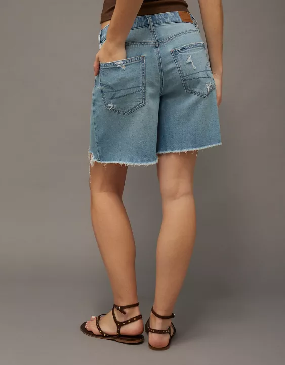 American Eagle Womens AE Dreamy Drape Low-Rise Baggy 8" Jort Shorts - Image 4