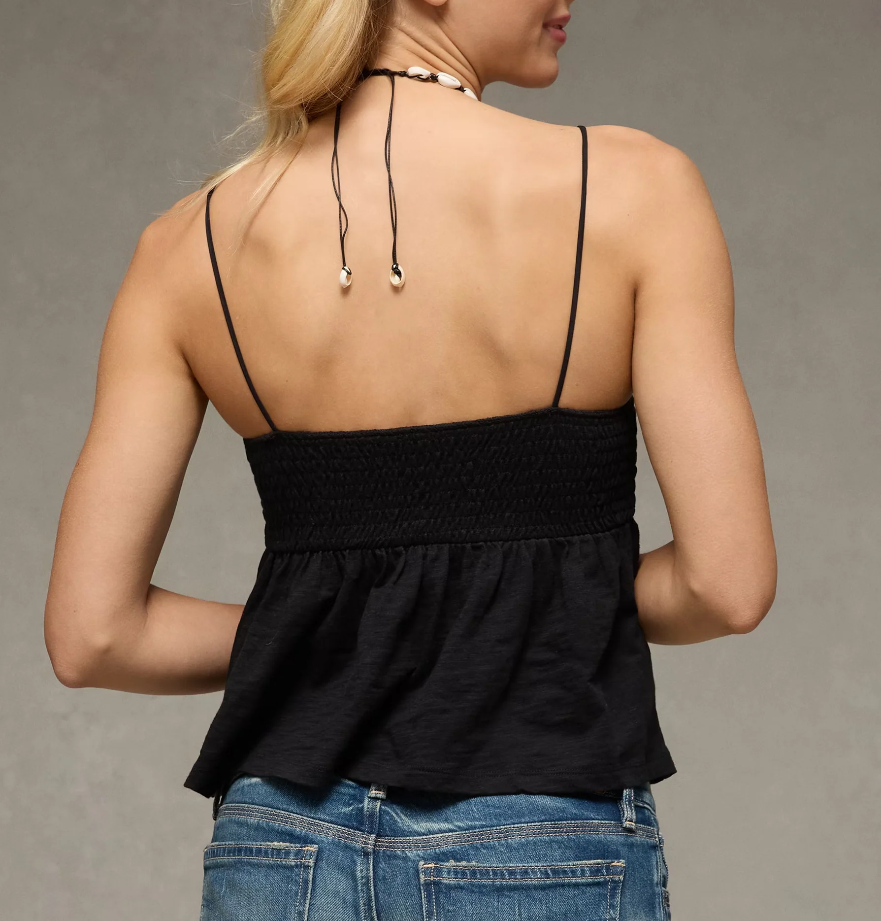 American Eagle Womens AE Sunchaser Babydoll Smocked Tank Top - Image 4