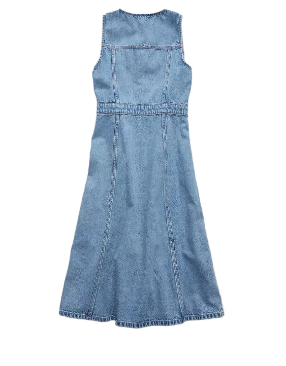 American Eagle Womens AE Button-Up Denim Midi Dress - Image 2