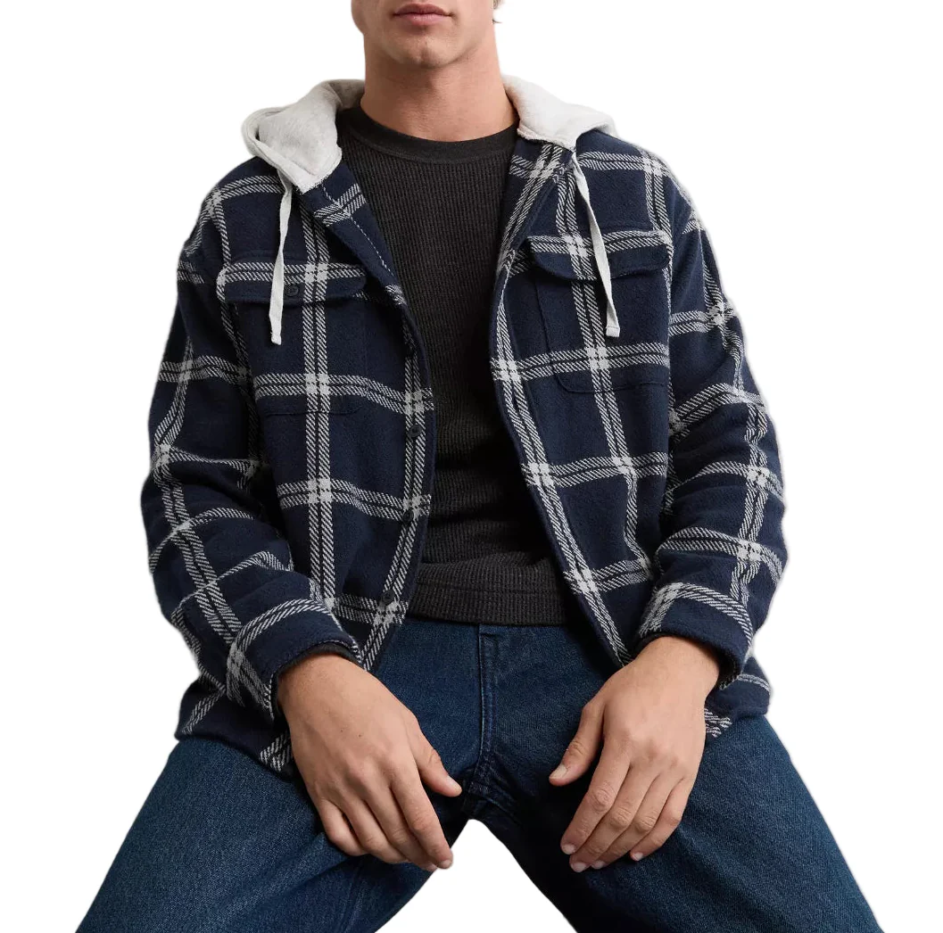 American Eagle Mens AE Hooded Flannel Shirt - Image 4