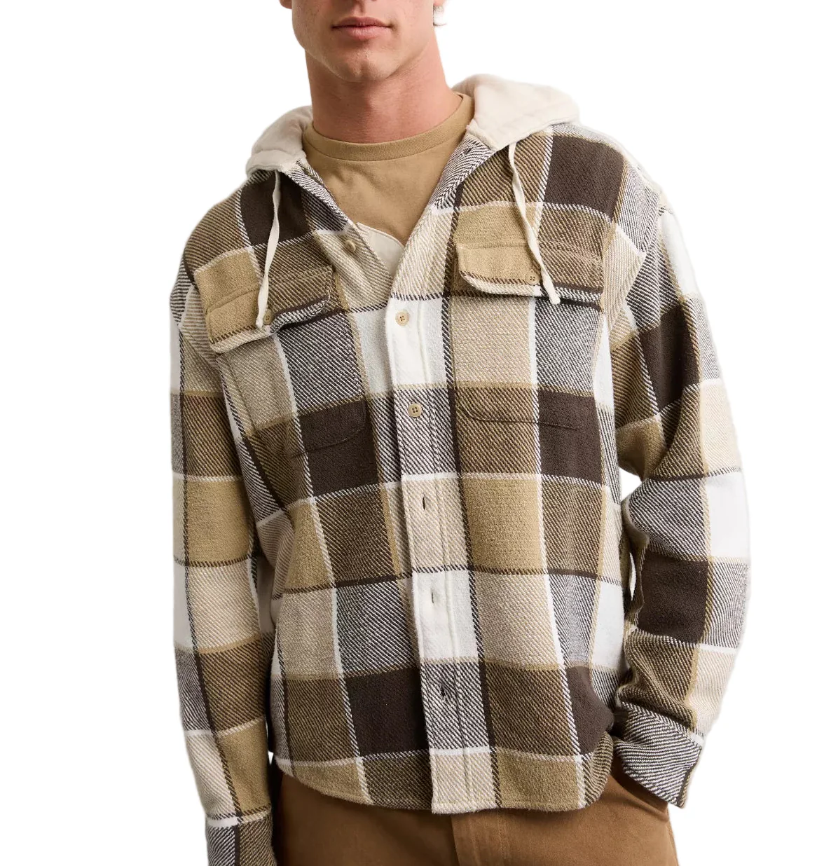 American Eagle Mens AE Hooded Flannel Shirt - Image 3