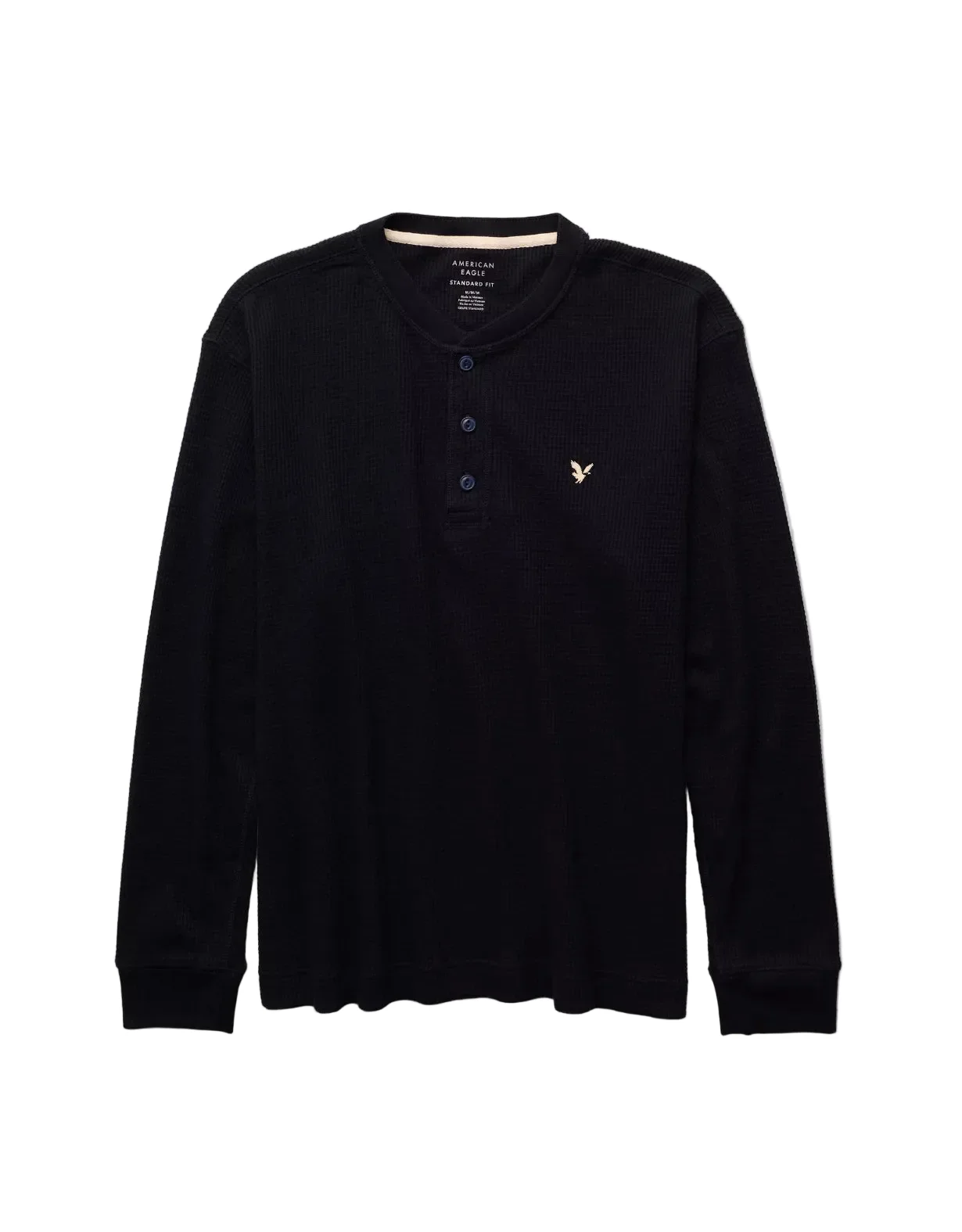 American Eagle Mens AE Long-Sleeve Thermal Henley T-Shirt