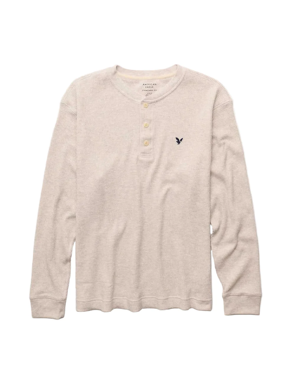 American Eagle Mens AE Long-Sleeve Thermal Henley T-Shirt