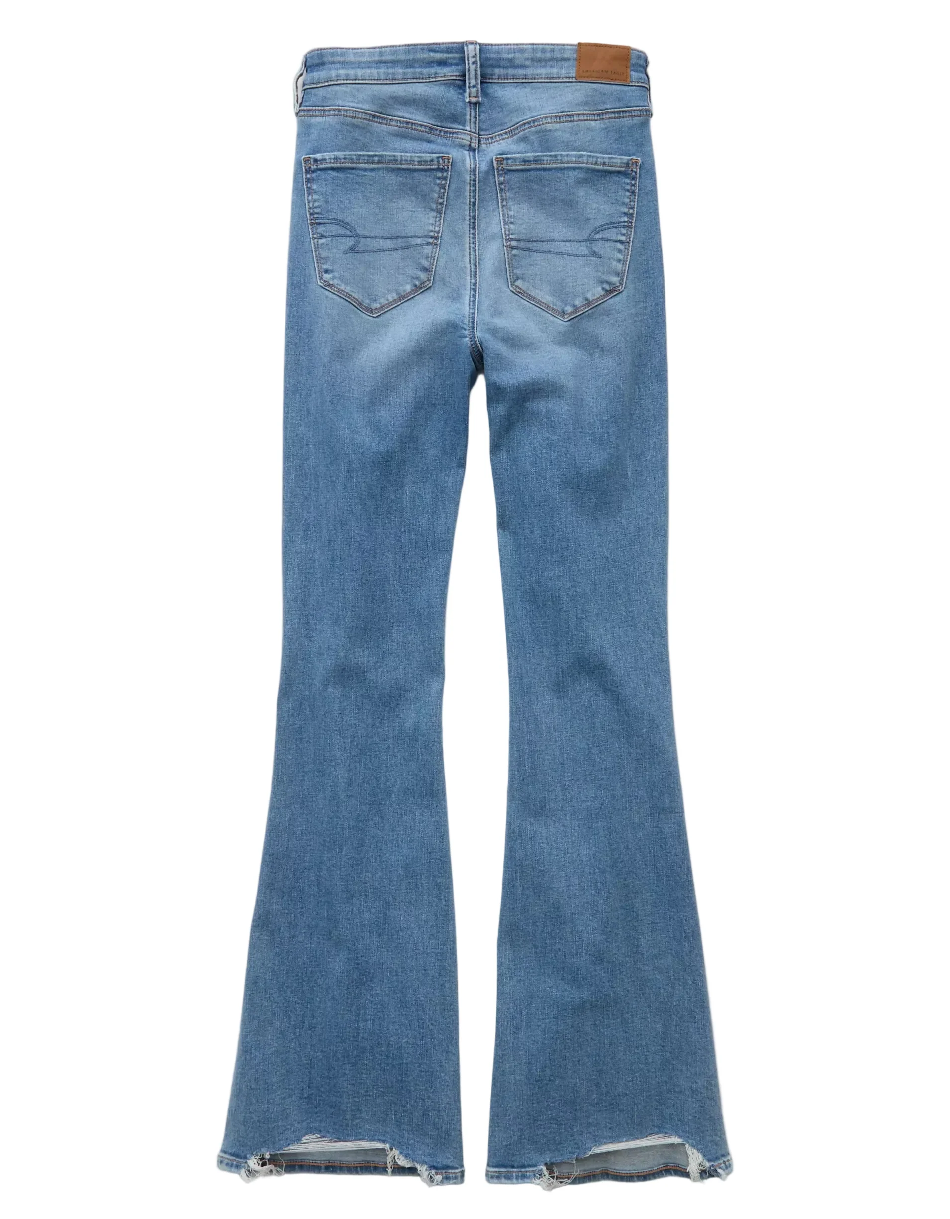 American Eagle Womens AE Next Level Ripped Super High-Waisted Flare Jeans - Image 2