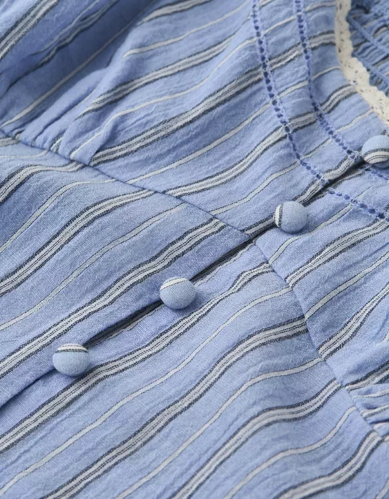 American Eagle Womens AE Puff Sleeve Pintuck Blouse - Image 3