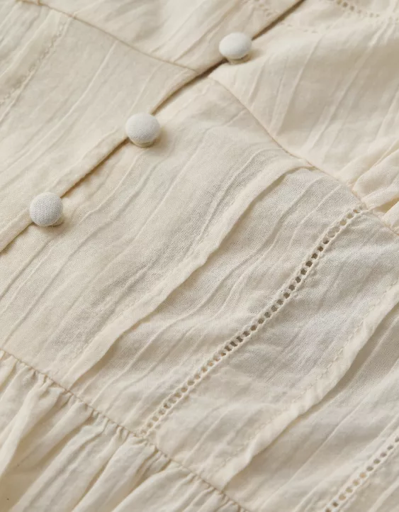 American Eagle Womens AE Puff Sleeve Pintuck Blouse - Image 3