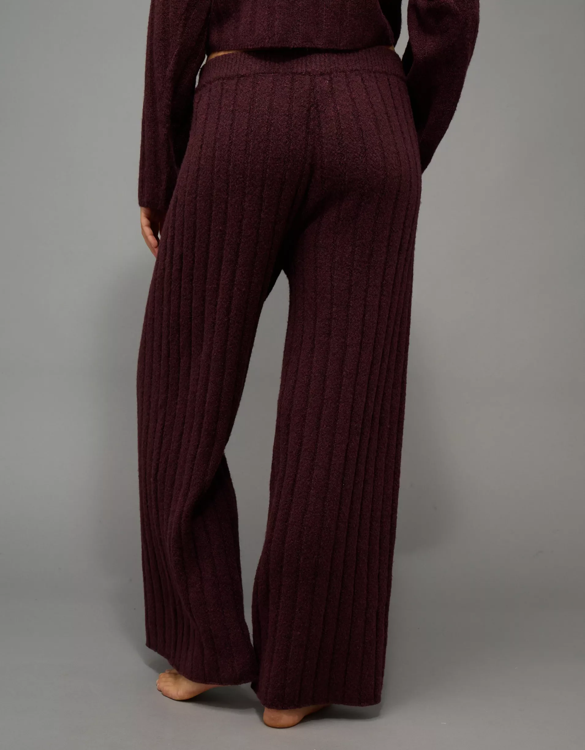 American Eagle Womens AE Ribbed Wide Leg Sweatpants - Image 3