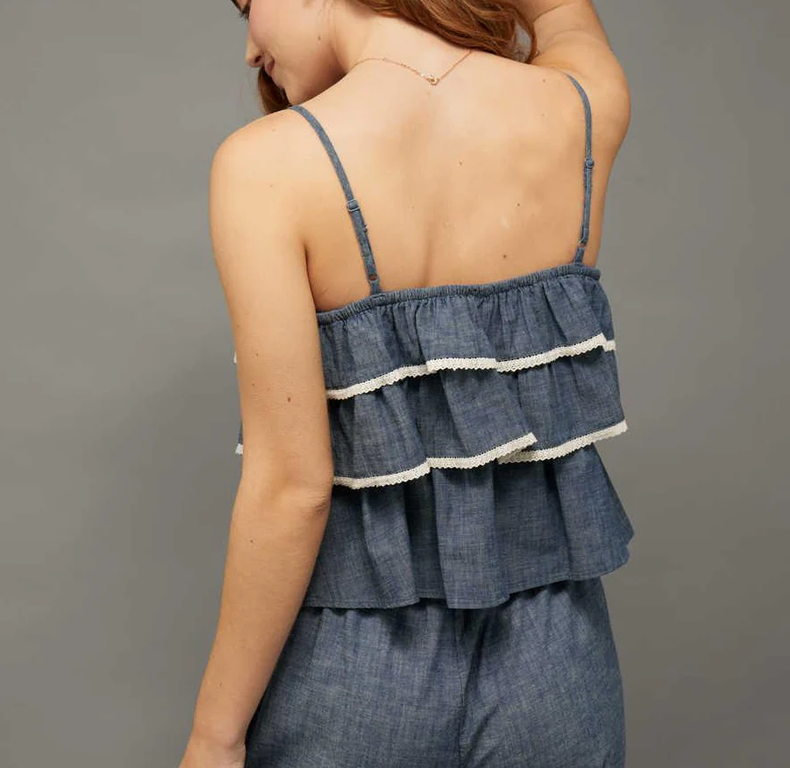 American Eagle Womens AE Embroidered Ruffle Cami Top - Image 4
