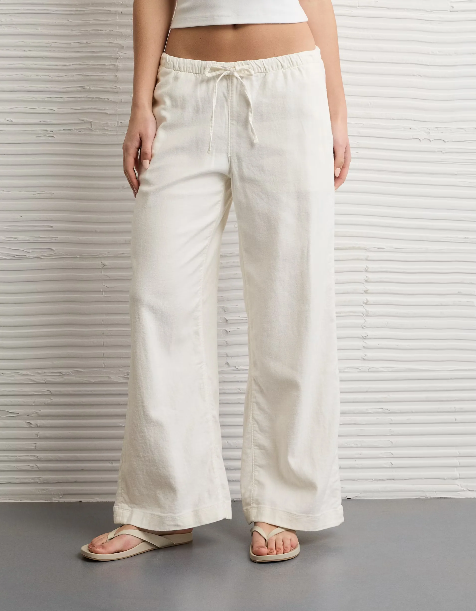 American Eagle Womens AE Low-Rise Linen-Blend Pull-On Pants - Image 3