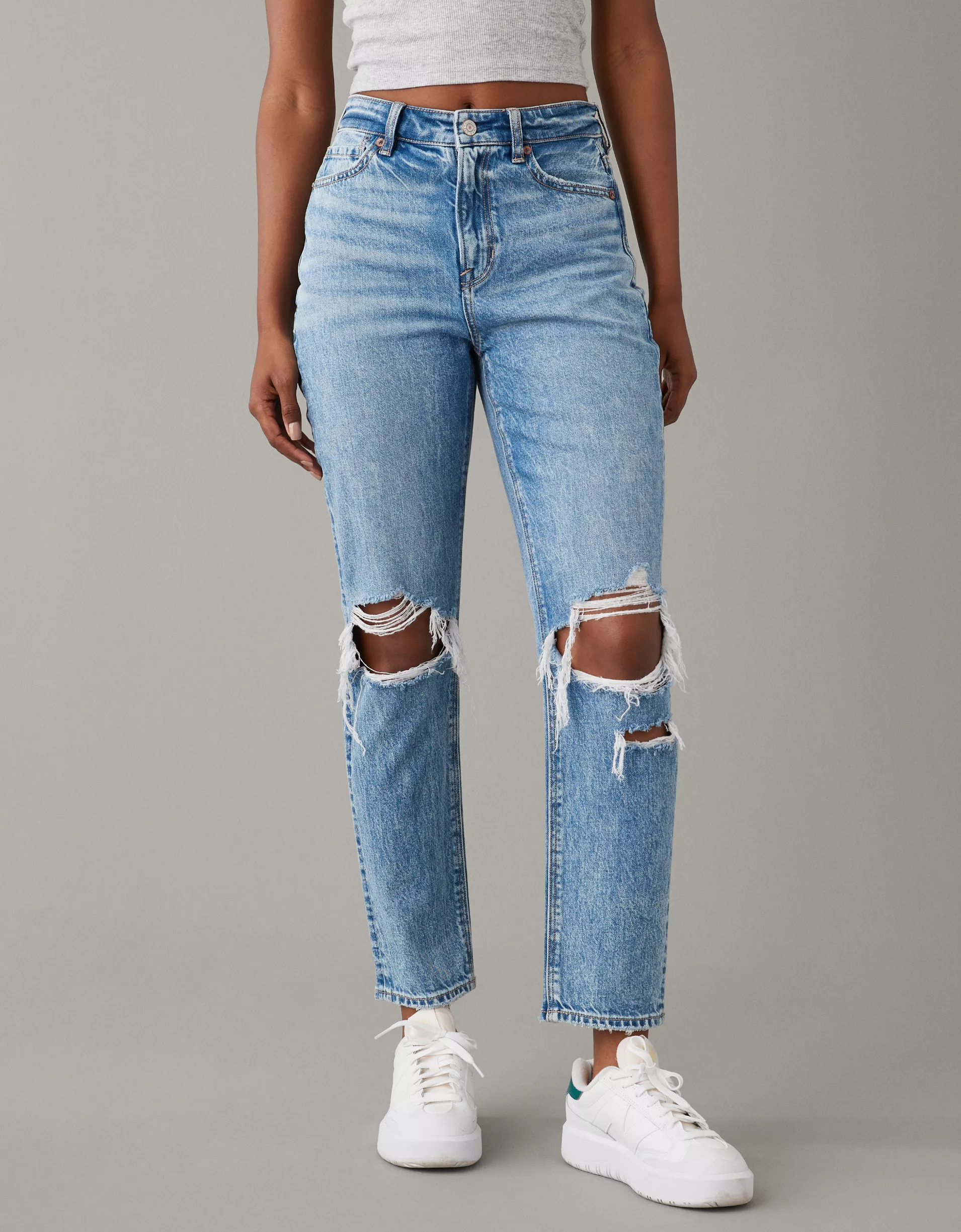 American Eagle Womens AE Strigid Ripped Mom Jeans - Image 3