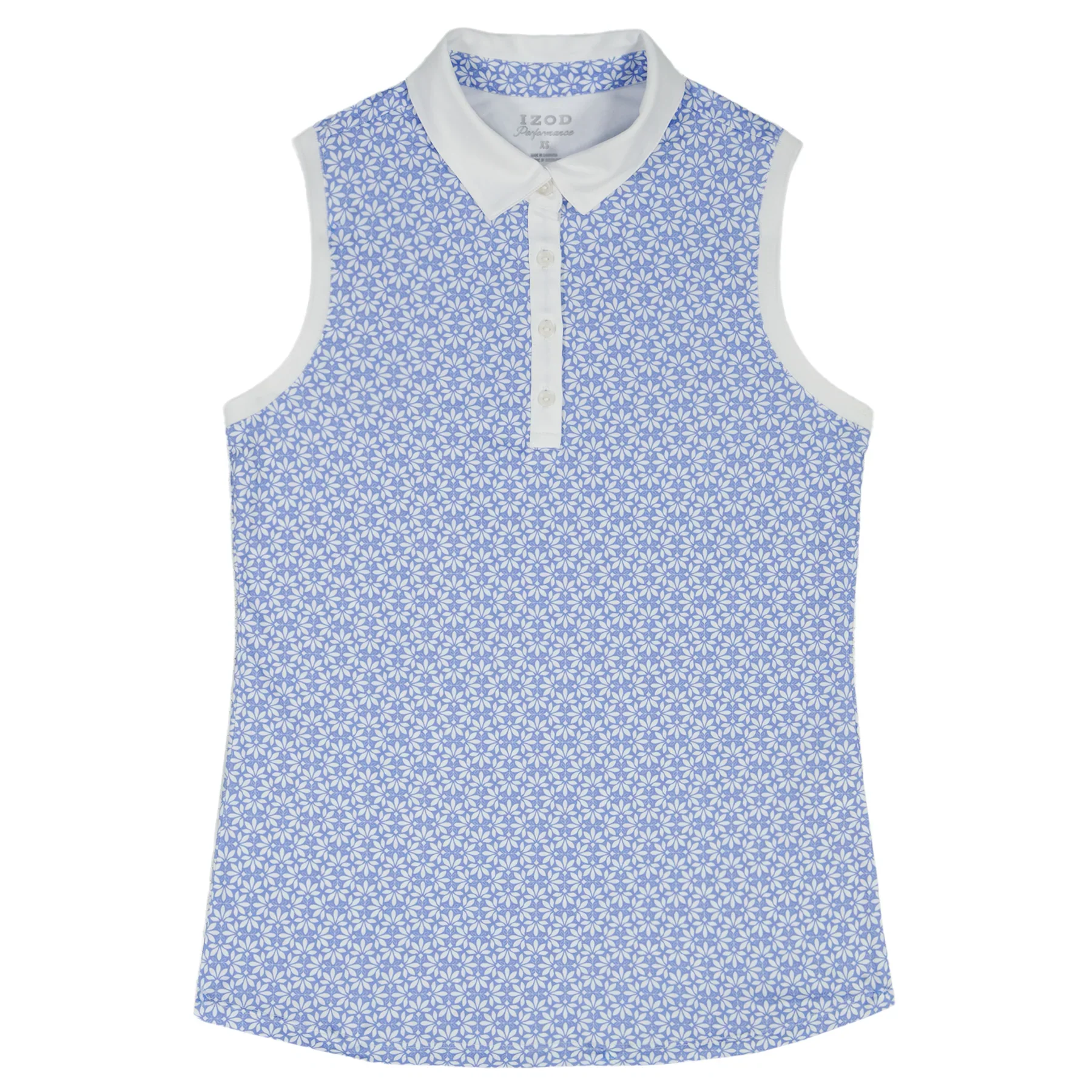 IZOD Womens Ally Printed Sleeveless Polo Shirt