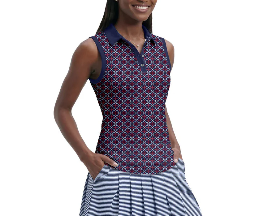 IZOD Womens Ally Printed Sleeveless Polo Shirt - Image 2