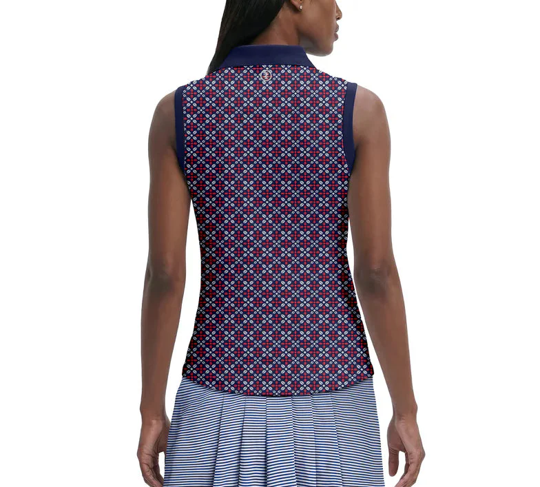 IZOD Womens Ally Printed Sleeveless Polo Shirt - Image 3