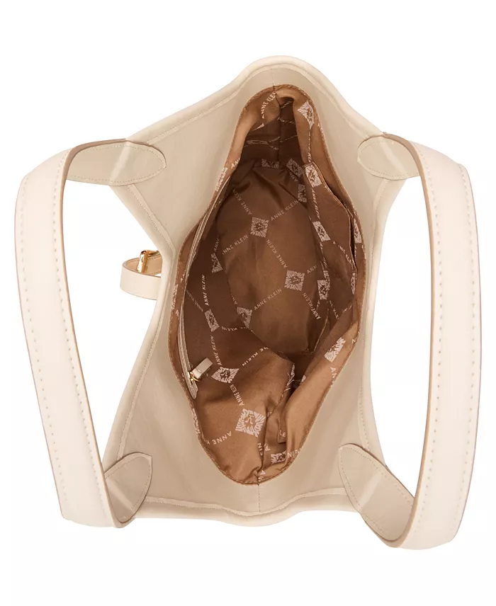 Anne Klein Angular Hobo Handbag With Pouch - Image 4