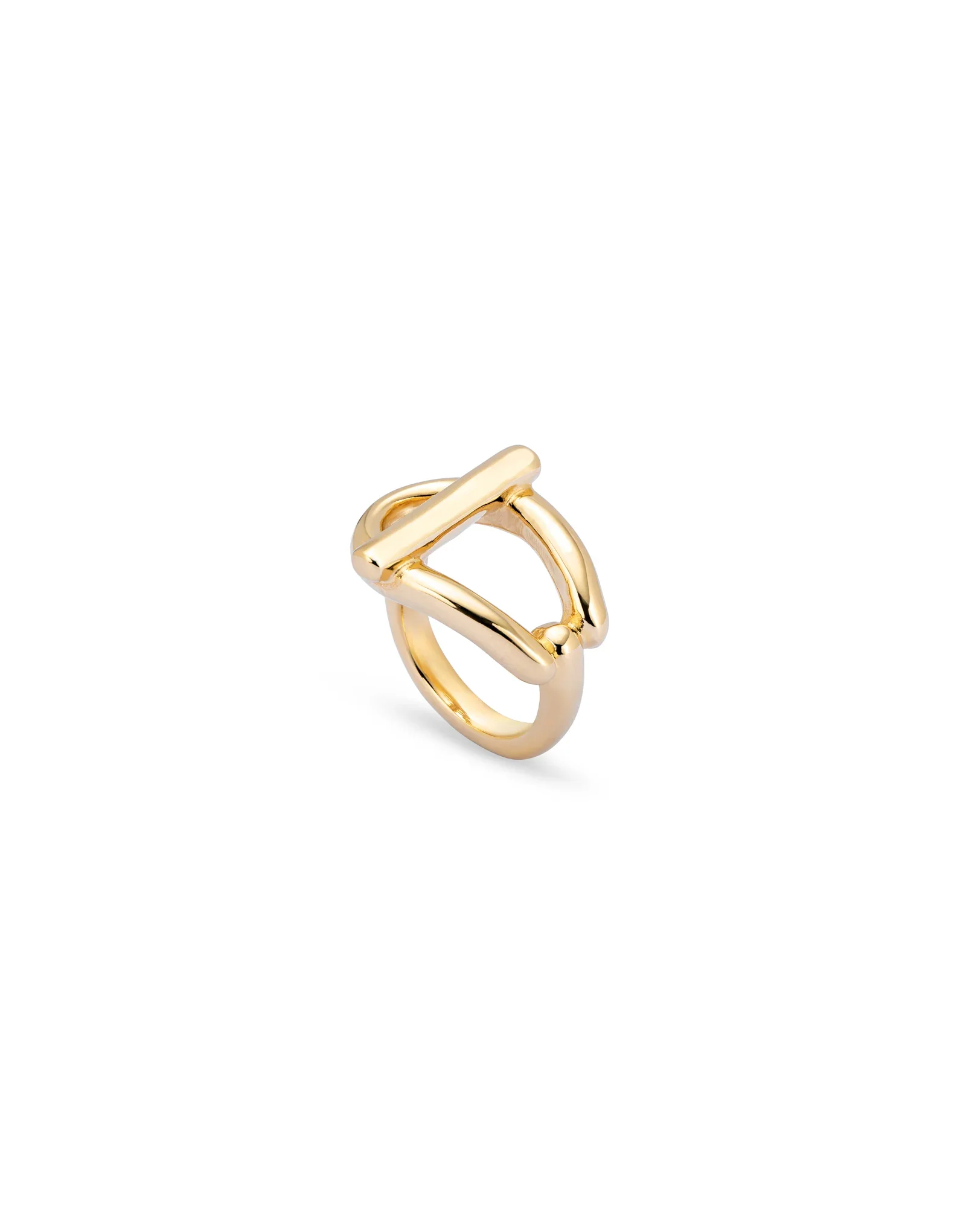 UNOde50 Youthful Gold-Plated Link Shaped Ring - Size 7.5