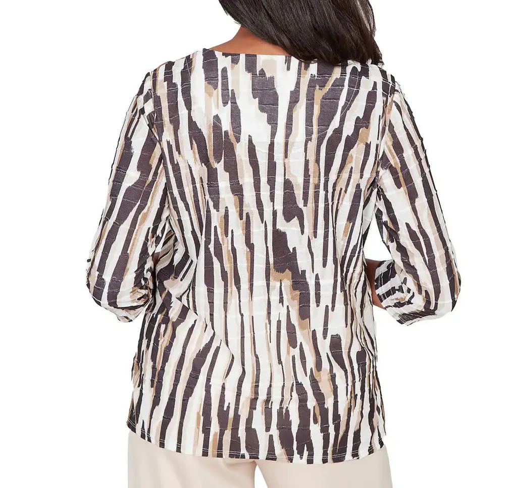 Ruby Rd. Womens Animal Print Pleated Top - Image 2