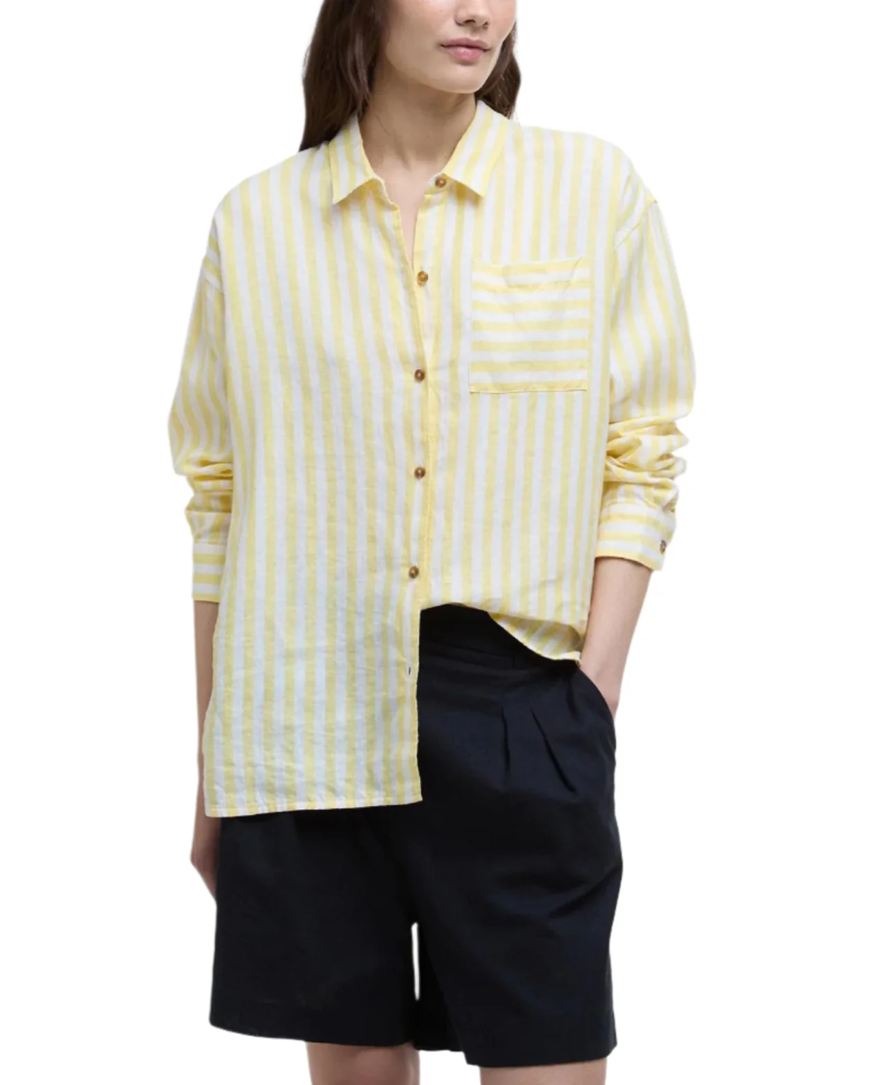 Barbour Womens Annie Striped Linen Long Sleeve Shirt - Image 2