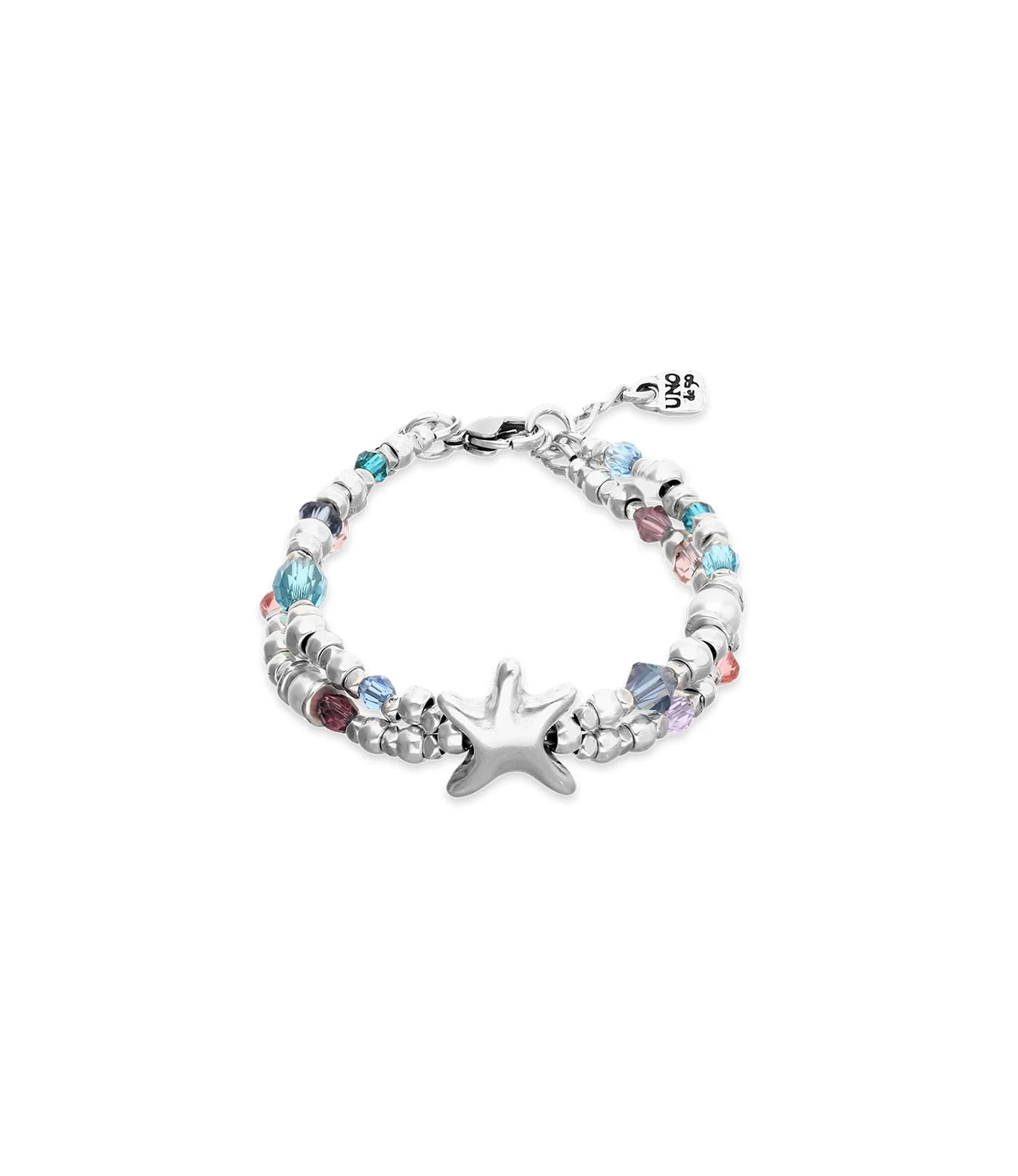 UNOde50 Crystal & Starfish Silver-Plated Elastic Bracelet - Medium