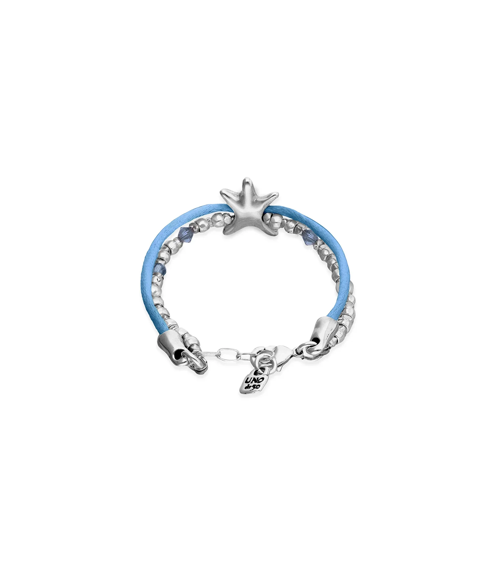 UNOde50 Blue Silk Thread & Metal Starfish Silver-Plated Bracelet - Medium - Image 3