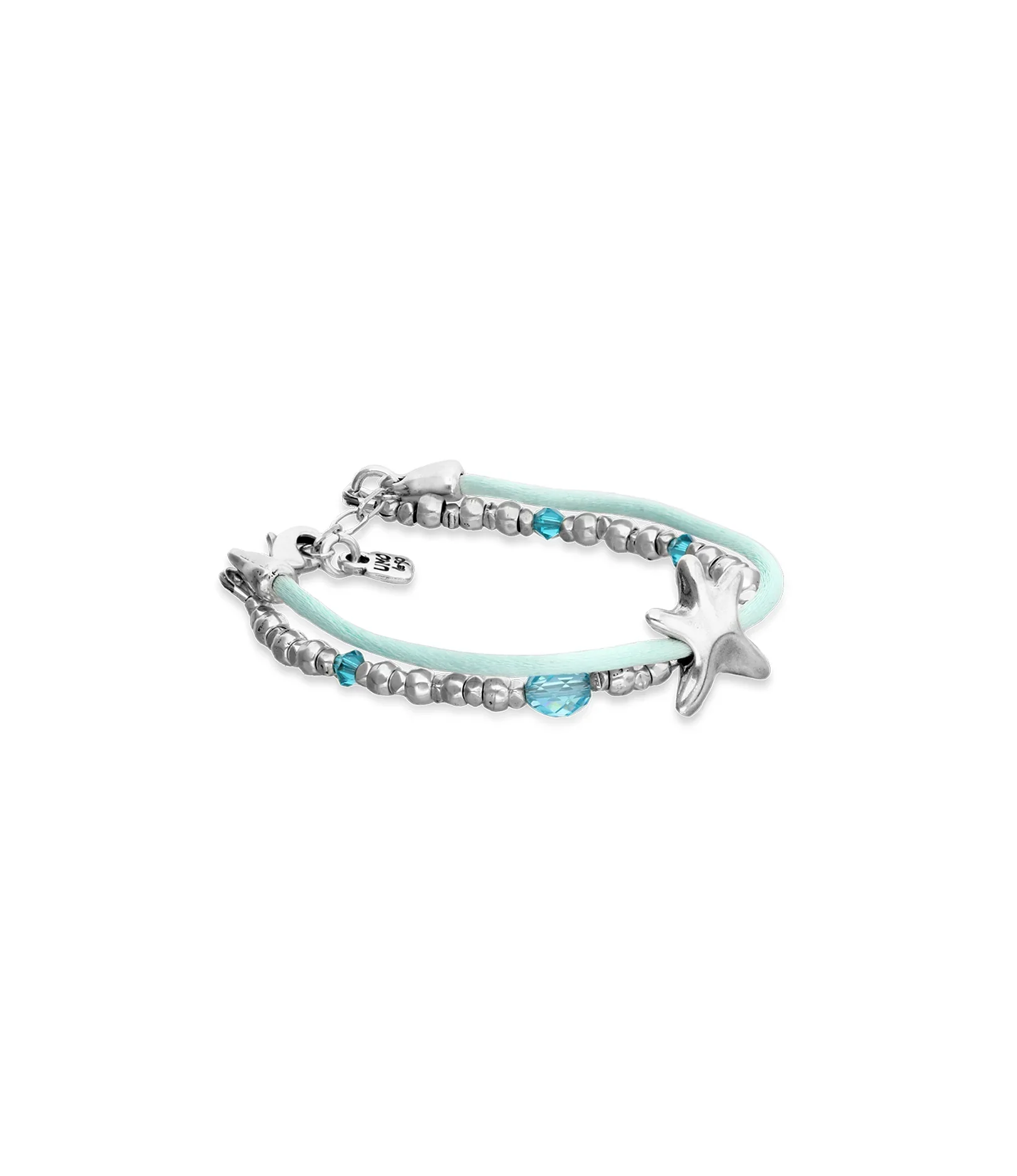 UNOde50 Turquoise Silk Thread & Metal Starfish Silver-Plated Bracelet - Medium - Image 2