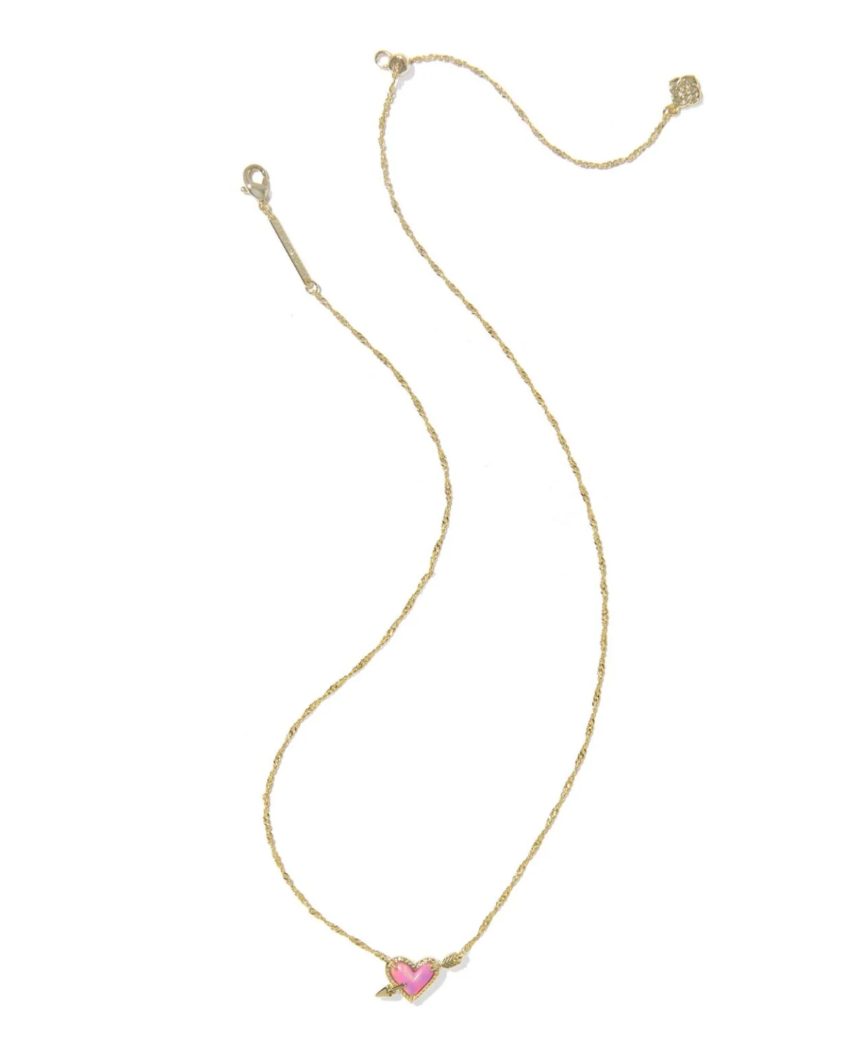 Kendra Scott Pink Opalescent Ari Heart Arrow Short Pendant Necklace - Gold Plated - Image 3