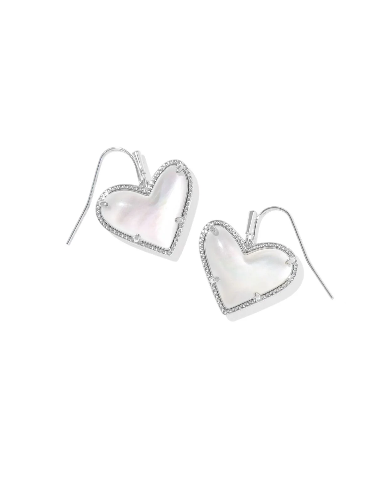 Kendra Scott Mother Of Pearl Ari Heart Statement Drop Earrings - Silver Plated