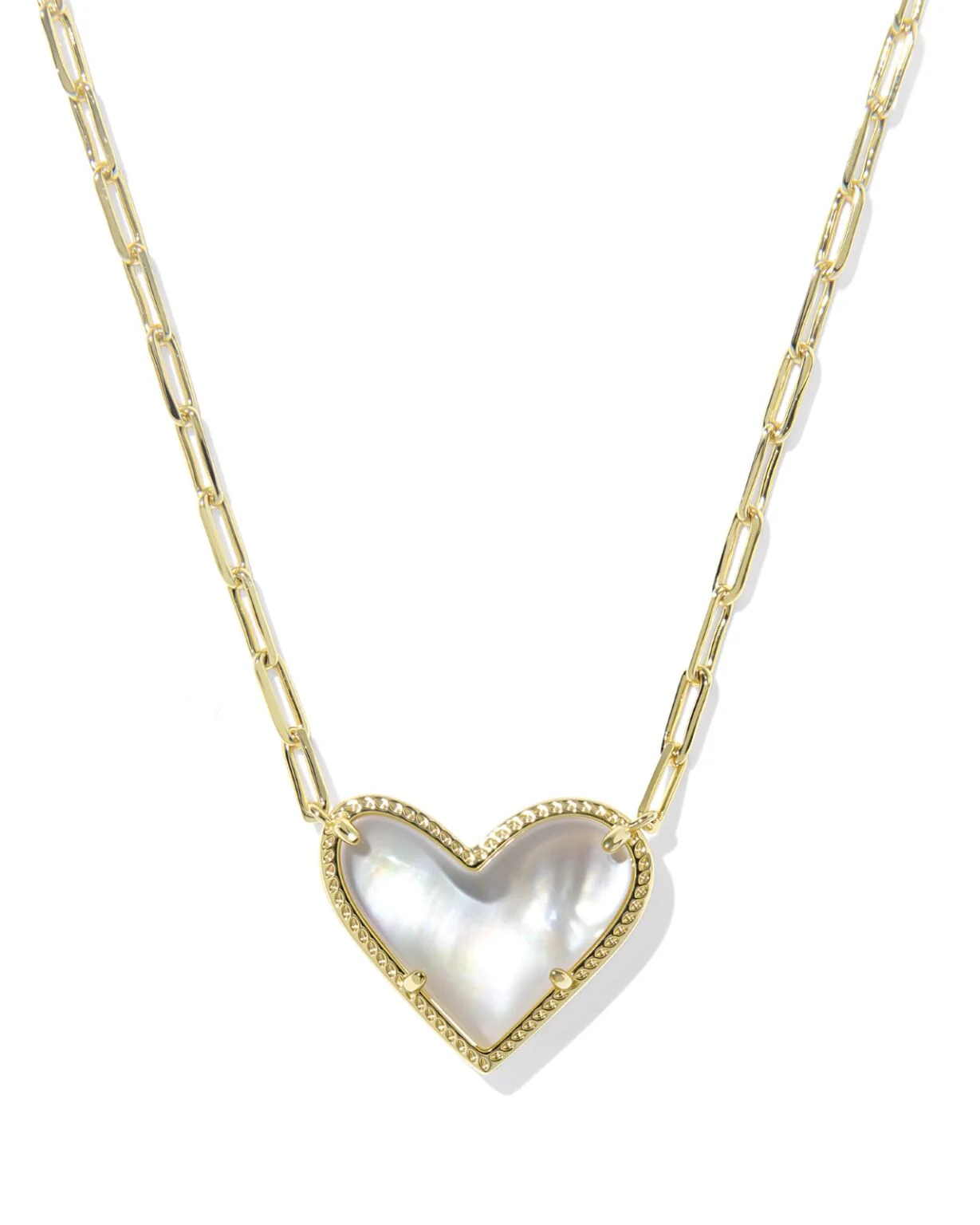 Kendra Scott Mother Of Pearl Ari Heart Statement Short Pendant Necklace - Gold Plated