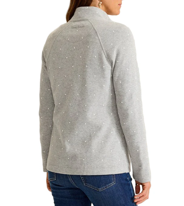 Tommy Bahama Womens Aruba Embellished Pearl Full-Zip Sweatshirt - Image 2
