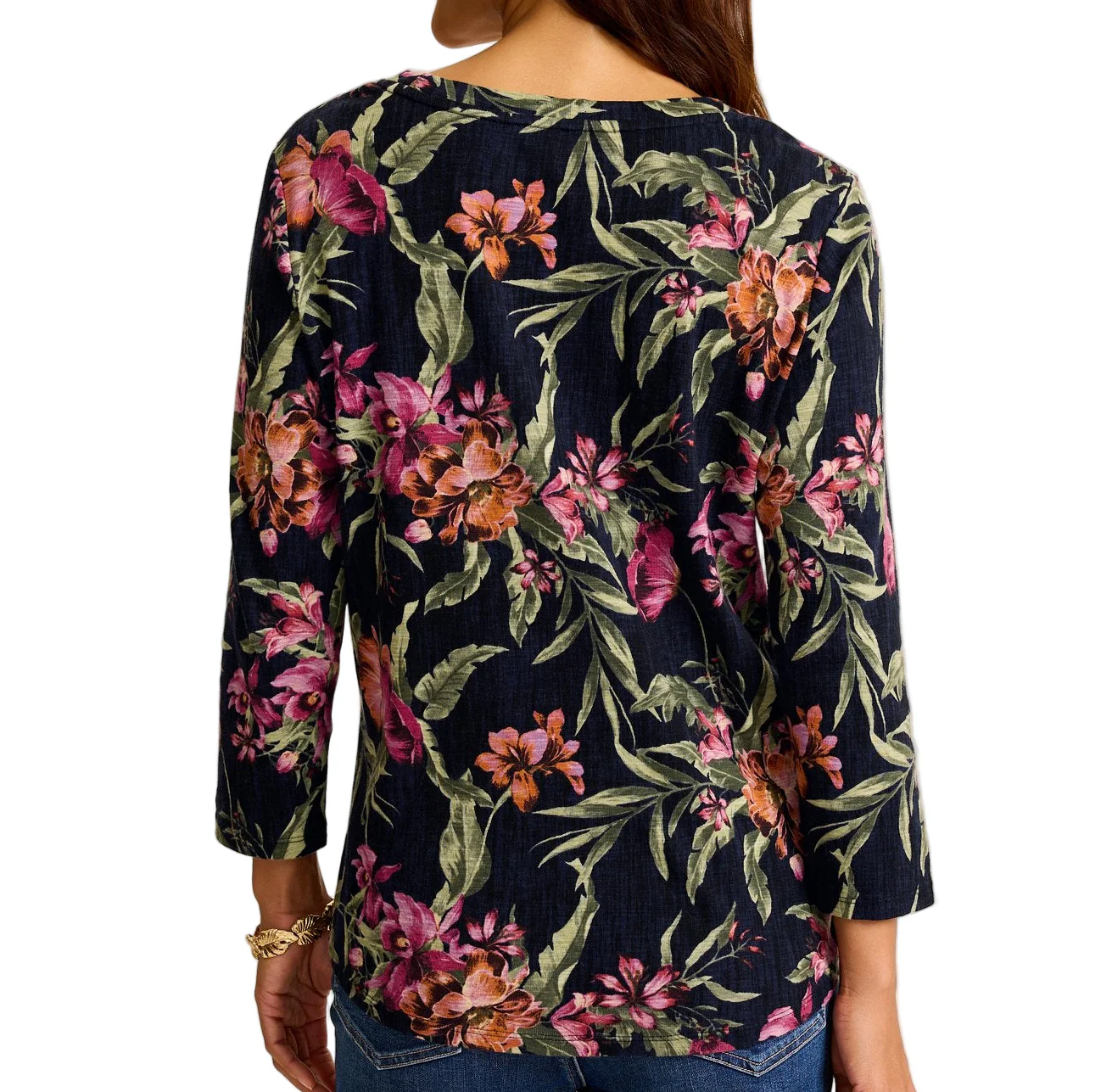 Tommy Bahama Womens Ashby Isles Orchid Isle 3/4-Sleeve T-Shirt - Image 2