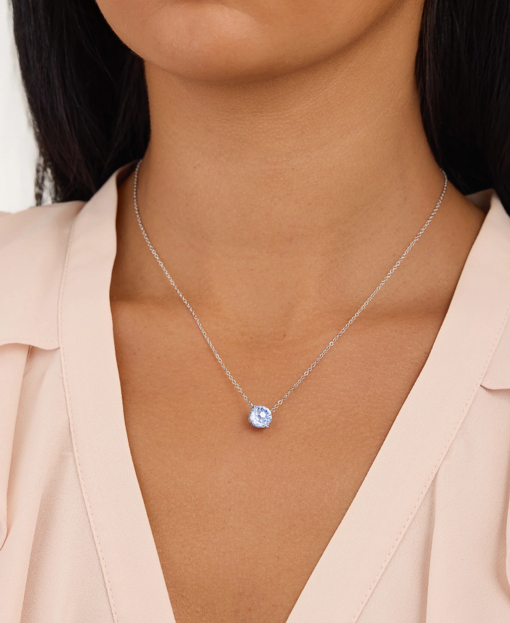 Athra Boxed Sterling Silver 16+2" 8mm Starlight Cubic Zirconia Solitare Necklace - Image 5