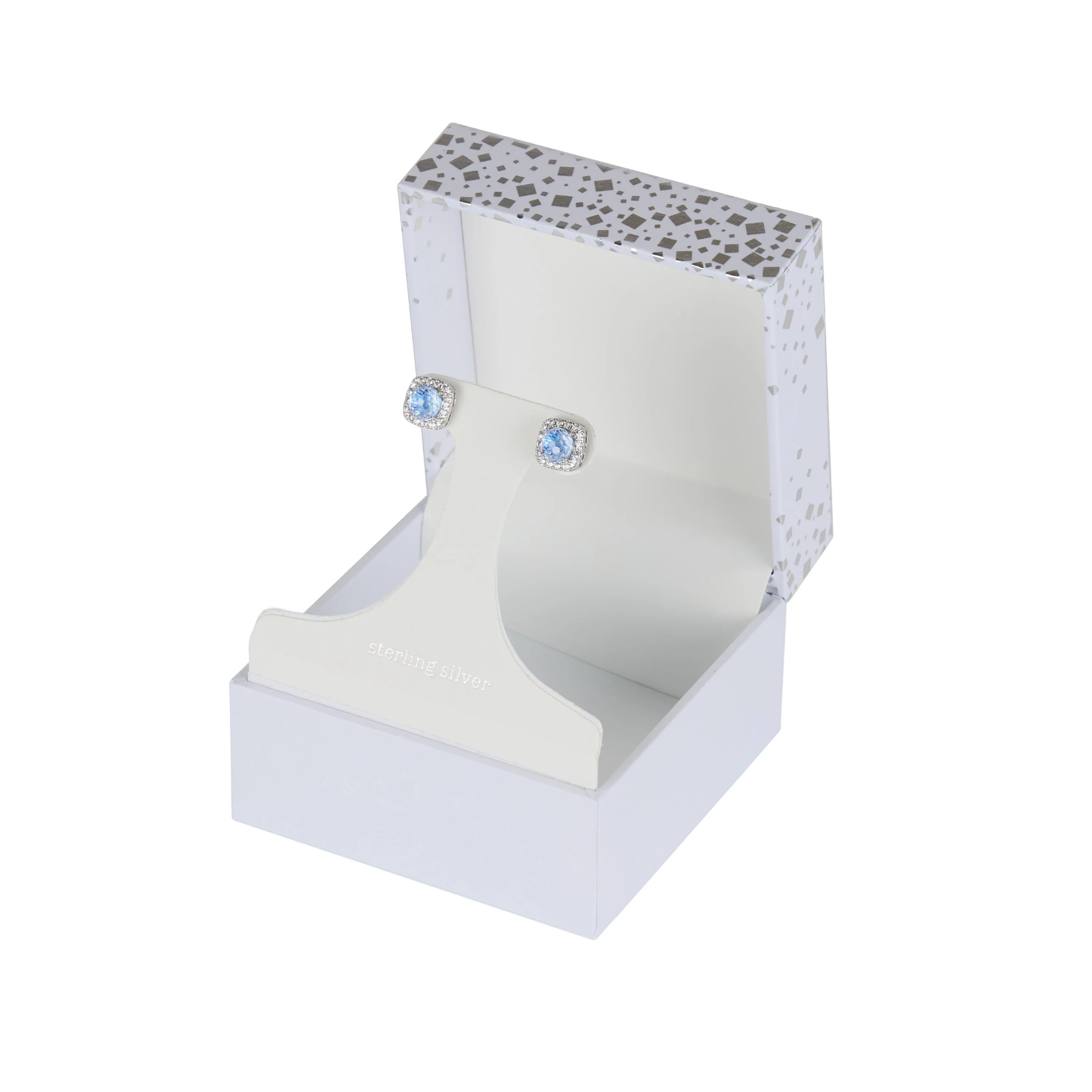 Athra Boxed Sterling Silver 6mm Cubic Zirconia Crush Starlight Halo Stud Earrings - Image 4