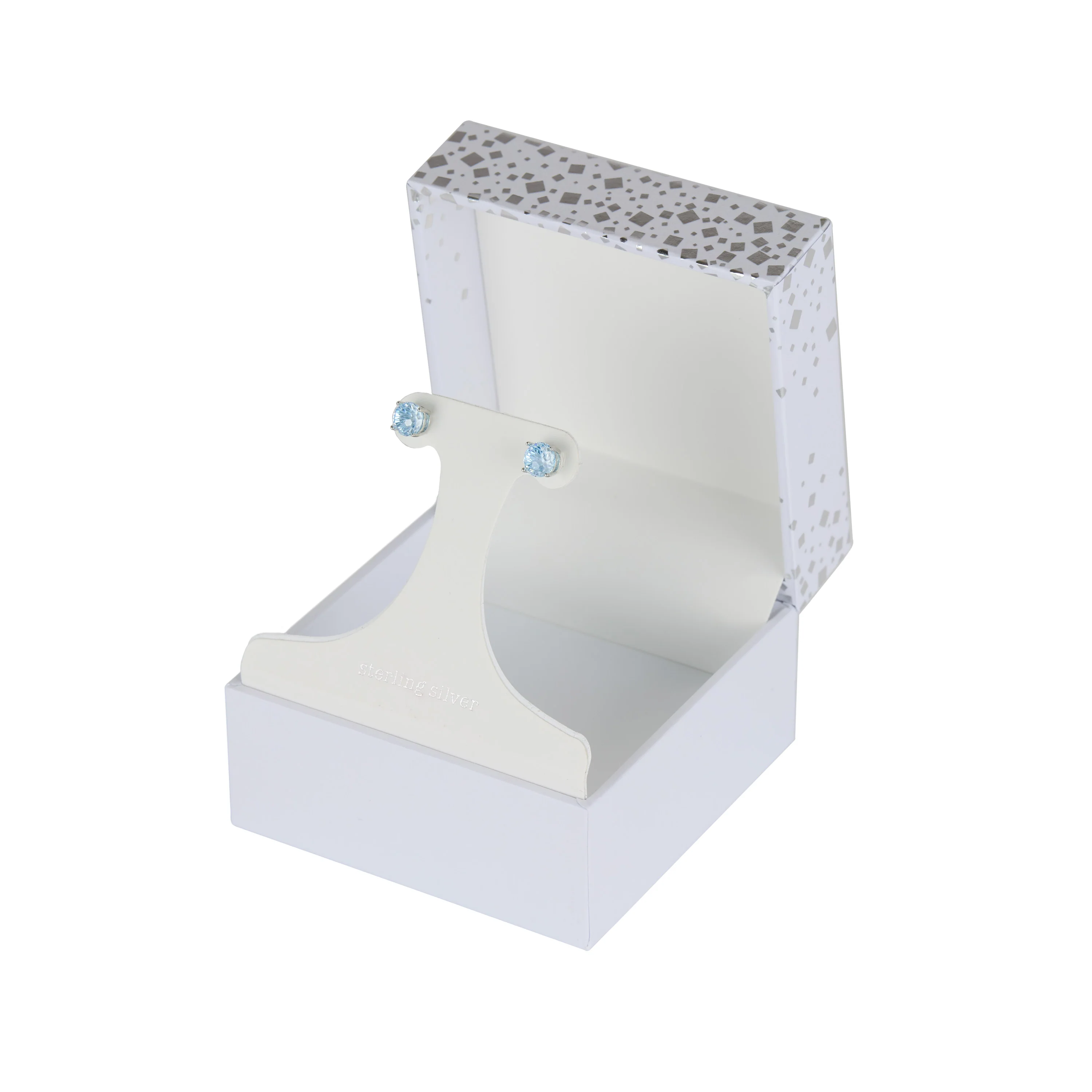 Athra Boxed Sterling Silver 6mm Starlight Cubic Zirconia Solitare Stud Earrings - Image 4