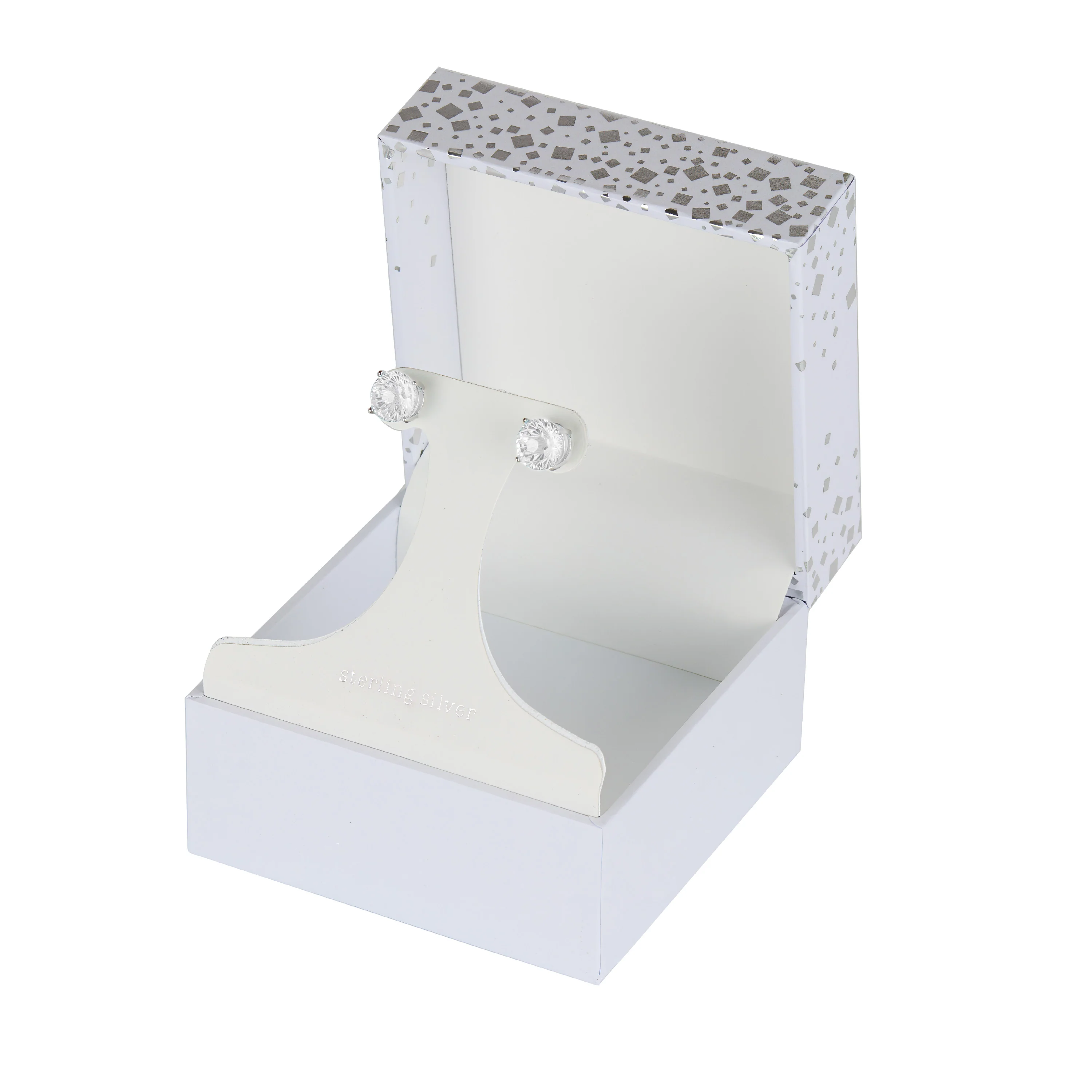 Athra Boxed Sterling Silver 8mm Starlight Cubic Zirconia Solitare Stud Earrings - Image 4
