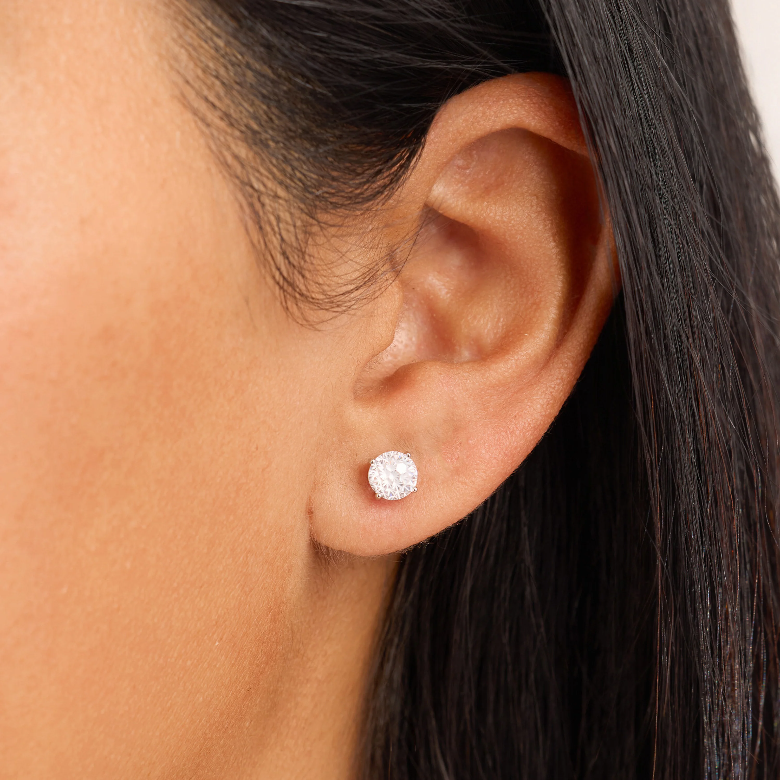 Athra Boxed Sterling Silver 8mm Starlight Cubic Zirconia Solitare Stud Earrings - Image 5