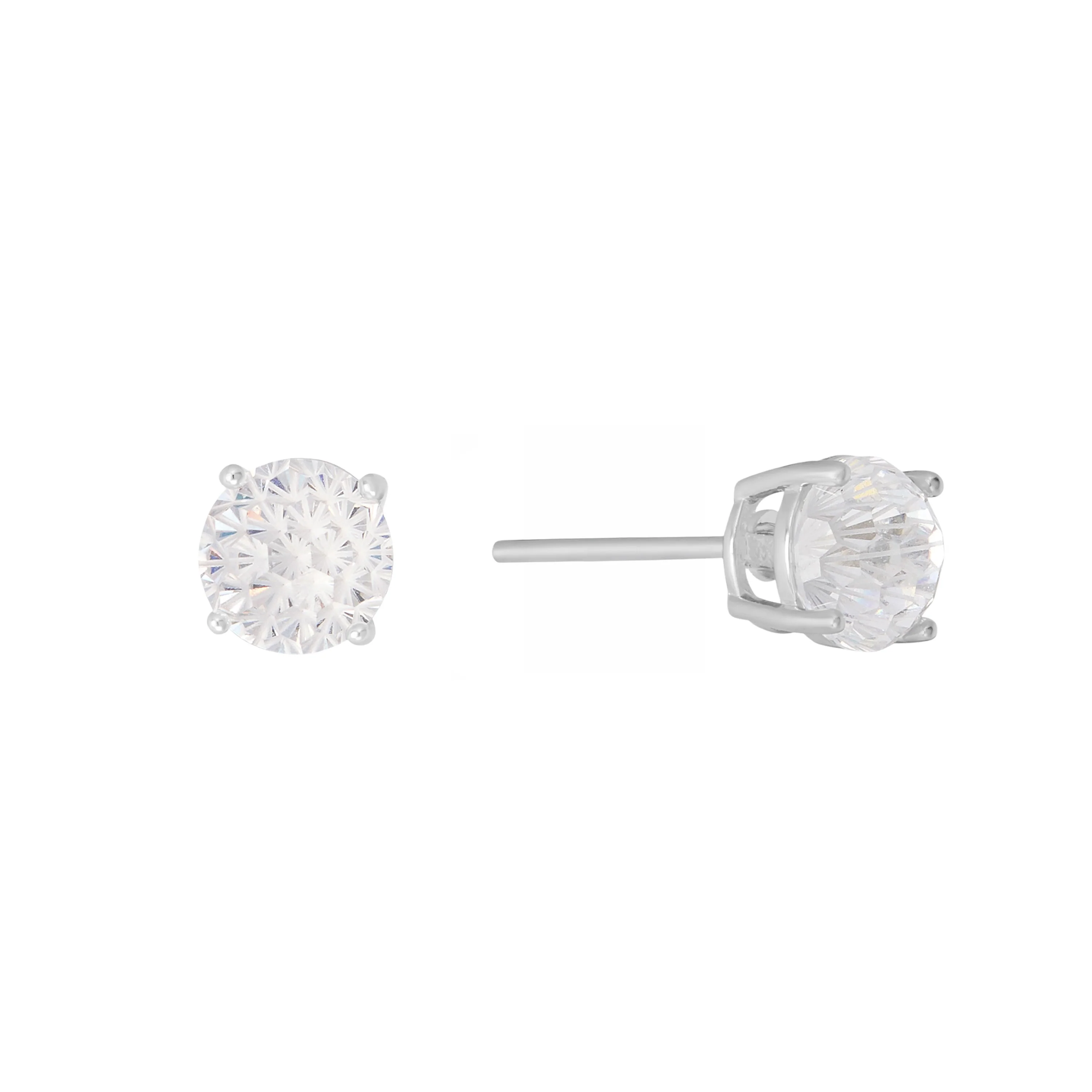 Athra Boxed Sterling Silver 6mm Starlight Cubic Zirconia Solitare Stud Earrings