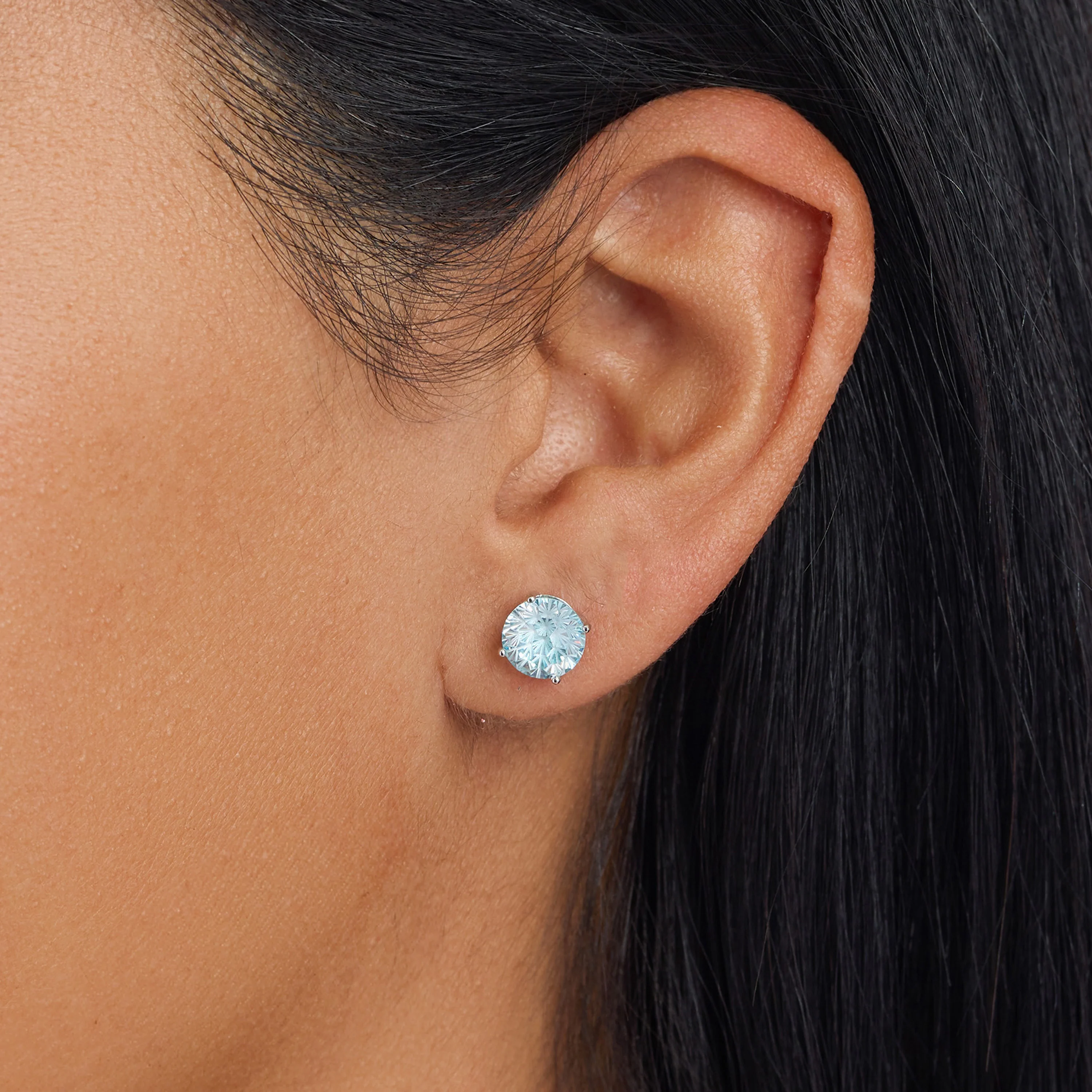 Athra Boxed Sterling Silver 8mm Starlight Cubic Zirconia Solitare Stud Earrings - Image 5