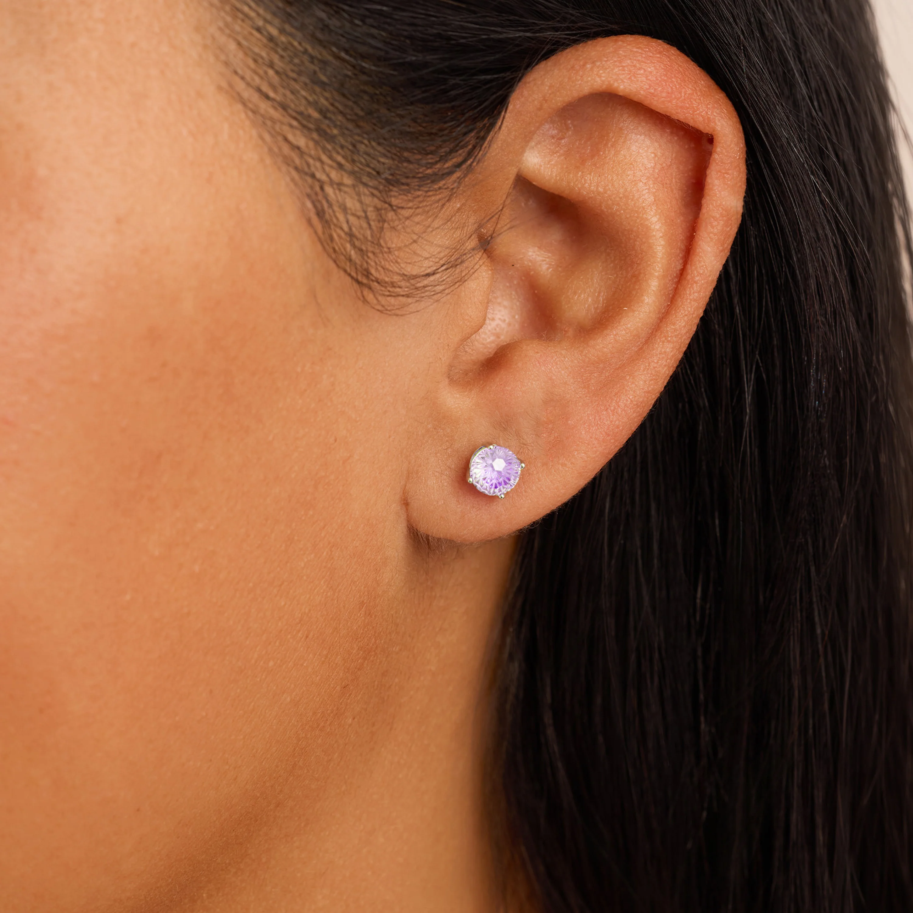 Athra Boxed Sterling Silver 6mm Starlight Cubic Zirconia Solitare Stud Earrings - Image 5