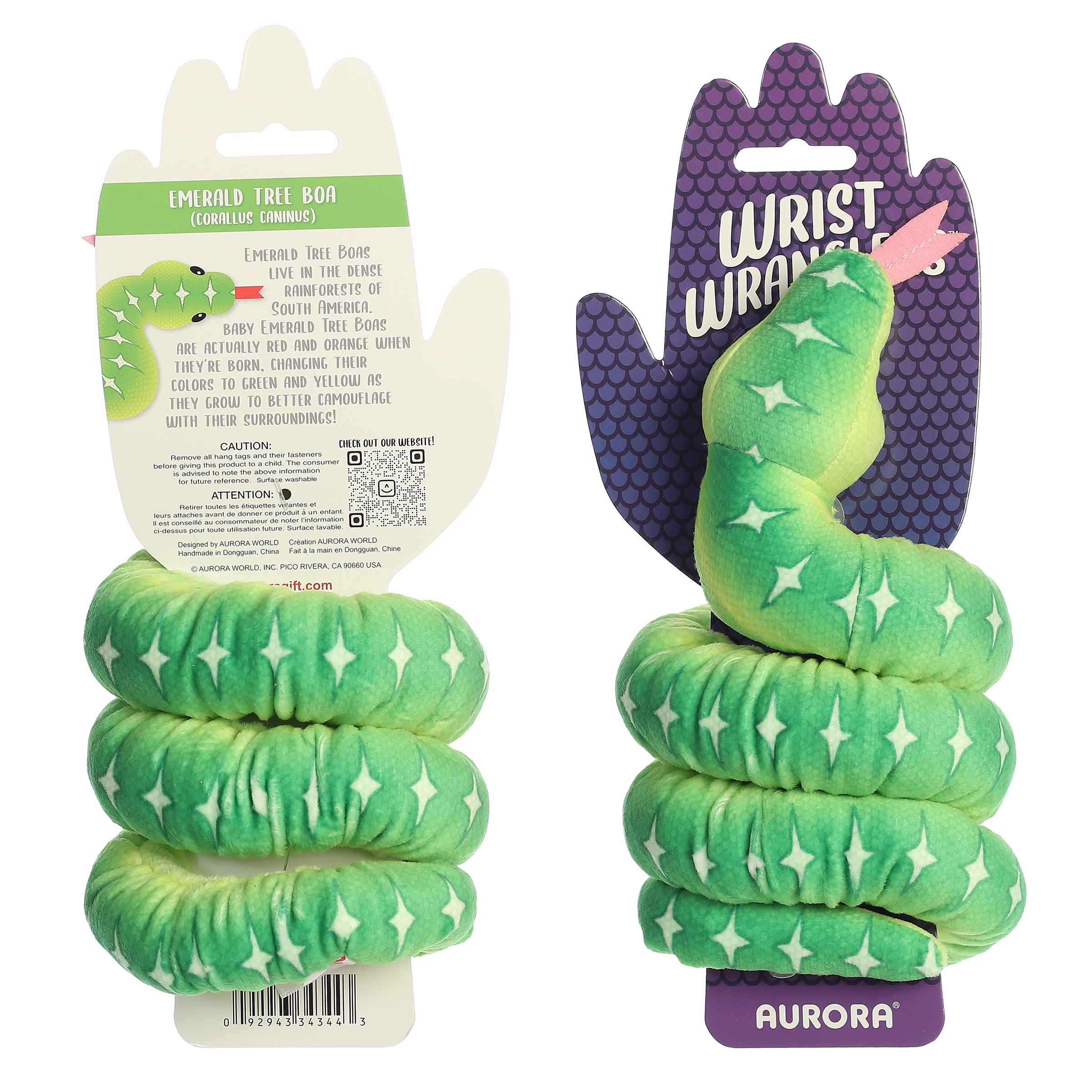 Aurora Snake Wrist Wranglers Emerald Tree Boa Plush Toy - Image 7